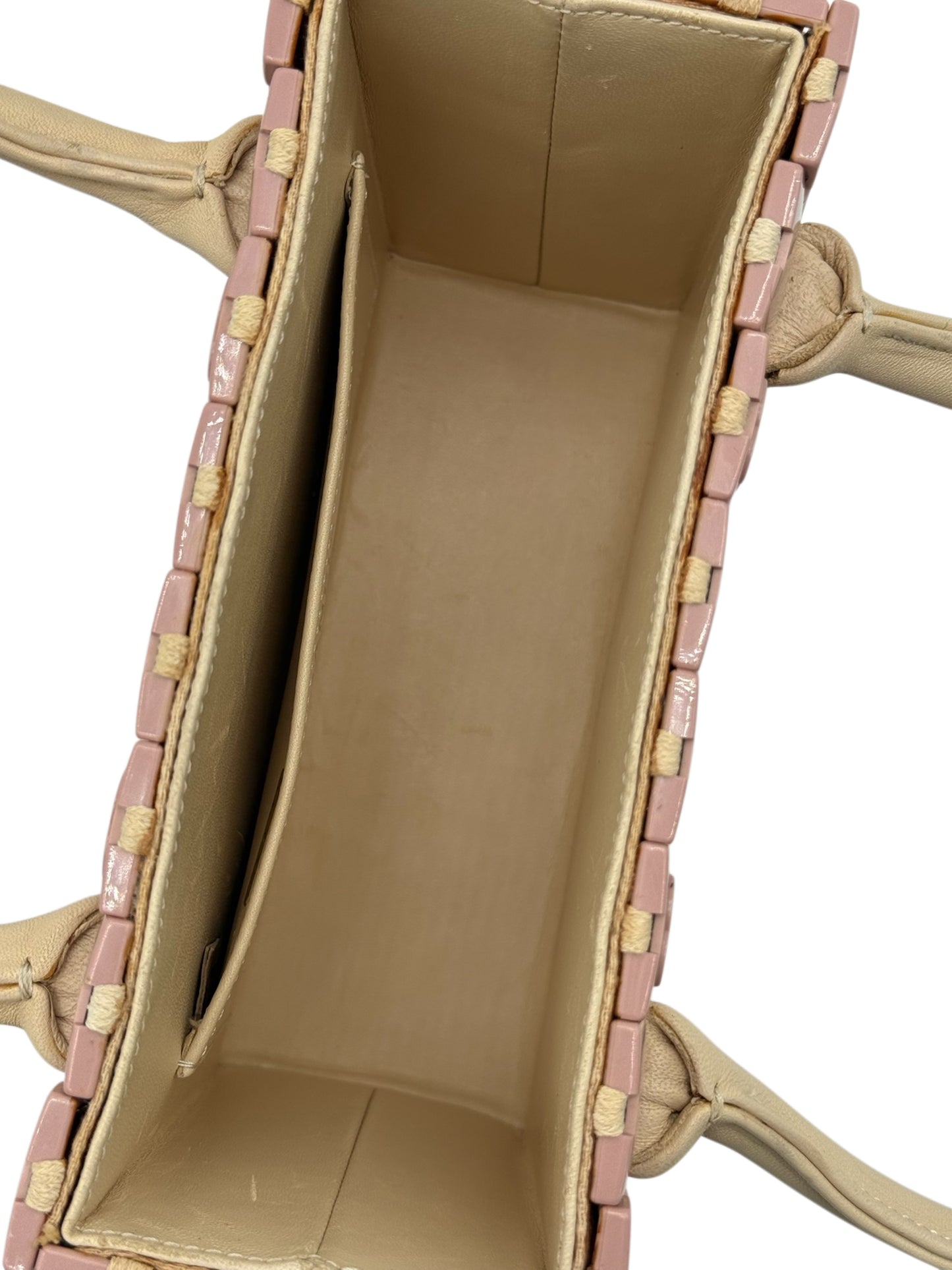 Chanel Vintage 00s Pink Acrylic CC Puzzle Piece Small Top Handle Tote Bag
