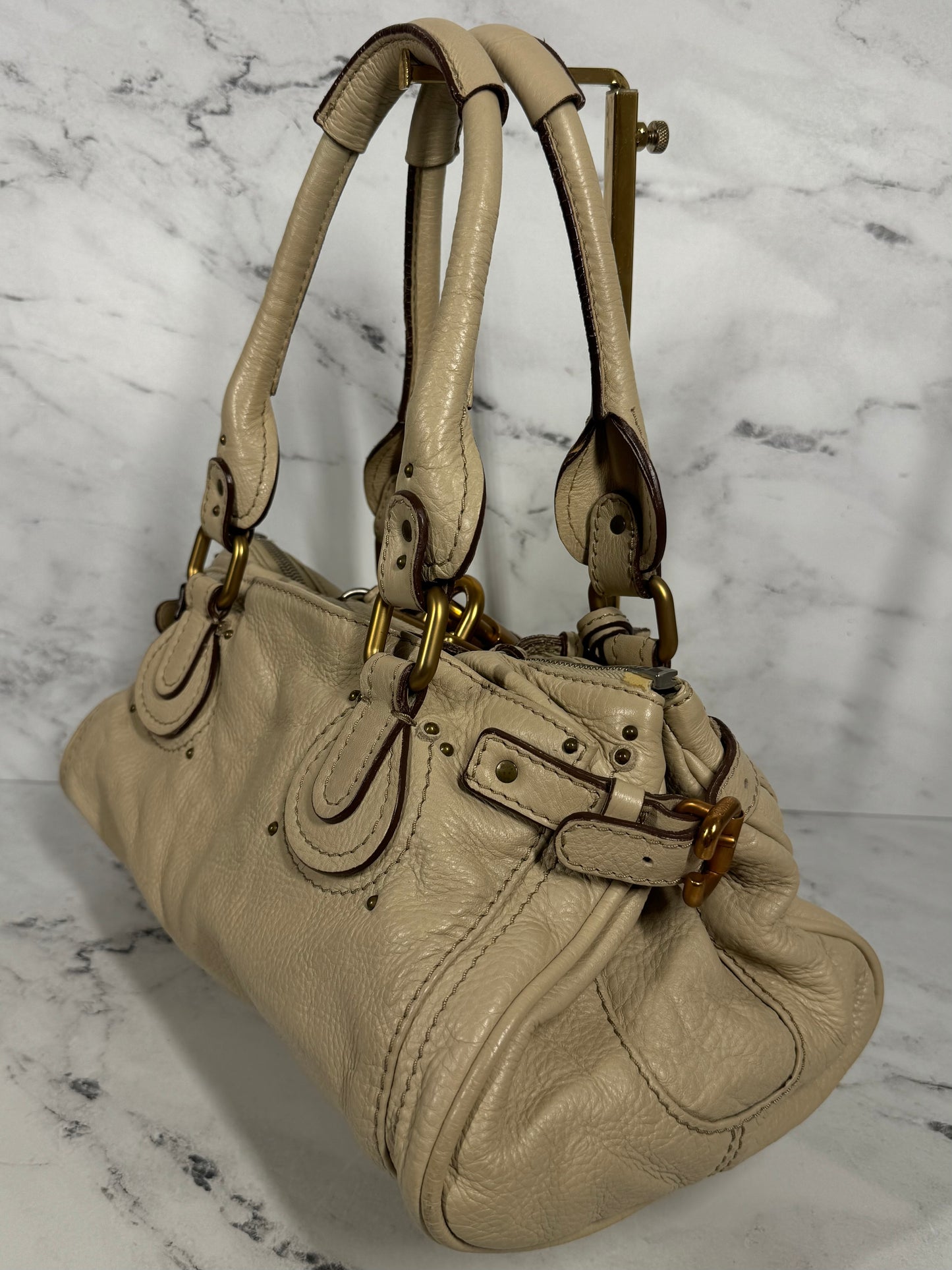 Chloé Vintage Beige Leather Paddington Shoulder Bag