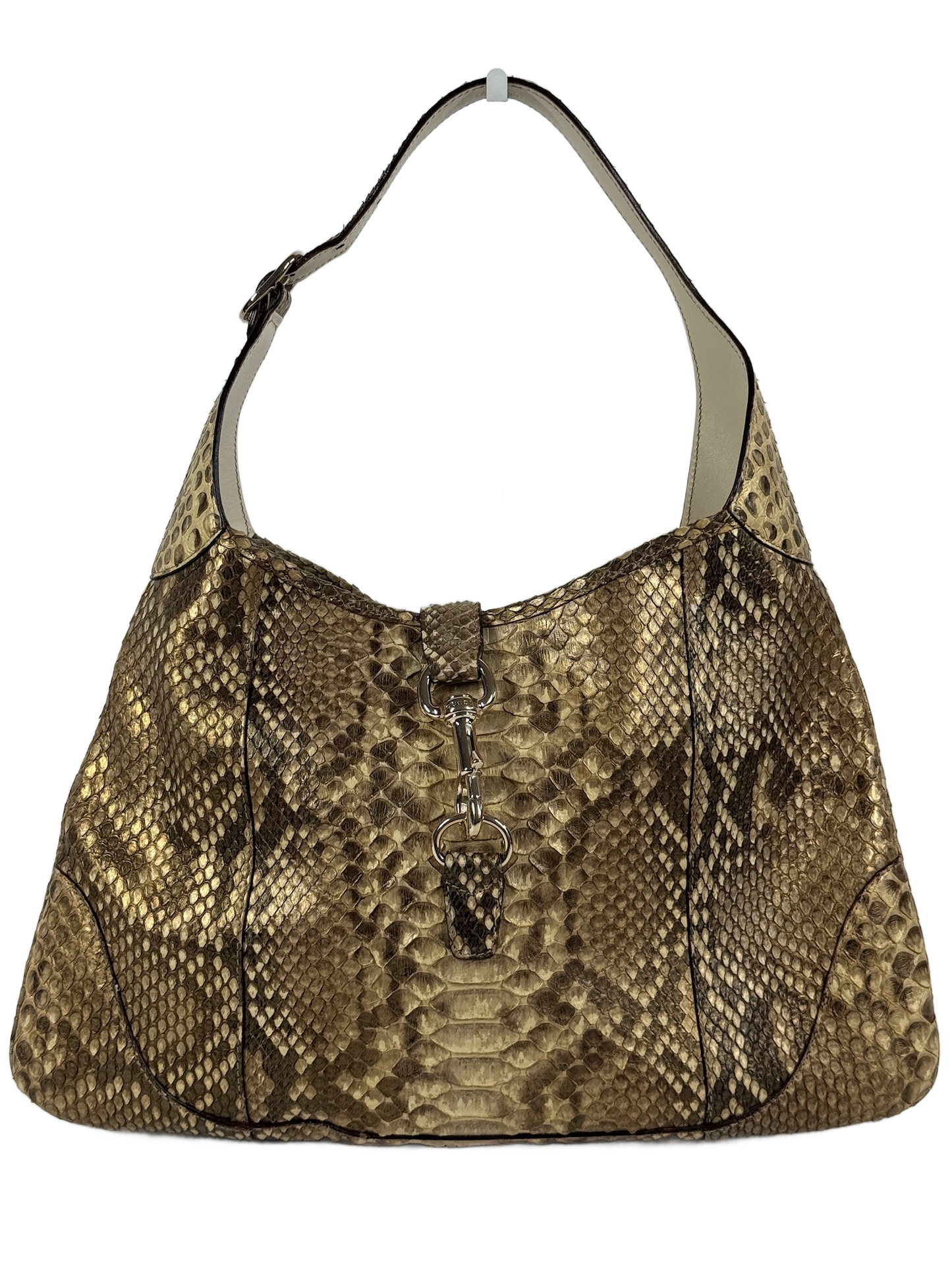 Gucci Vintage Beige Python Snakeskin Leather Large Jackie Hobo Shoulder Bag