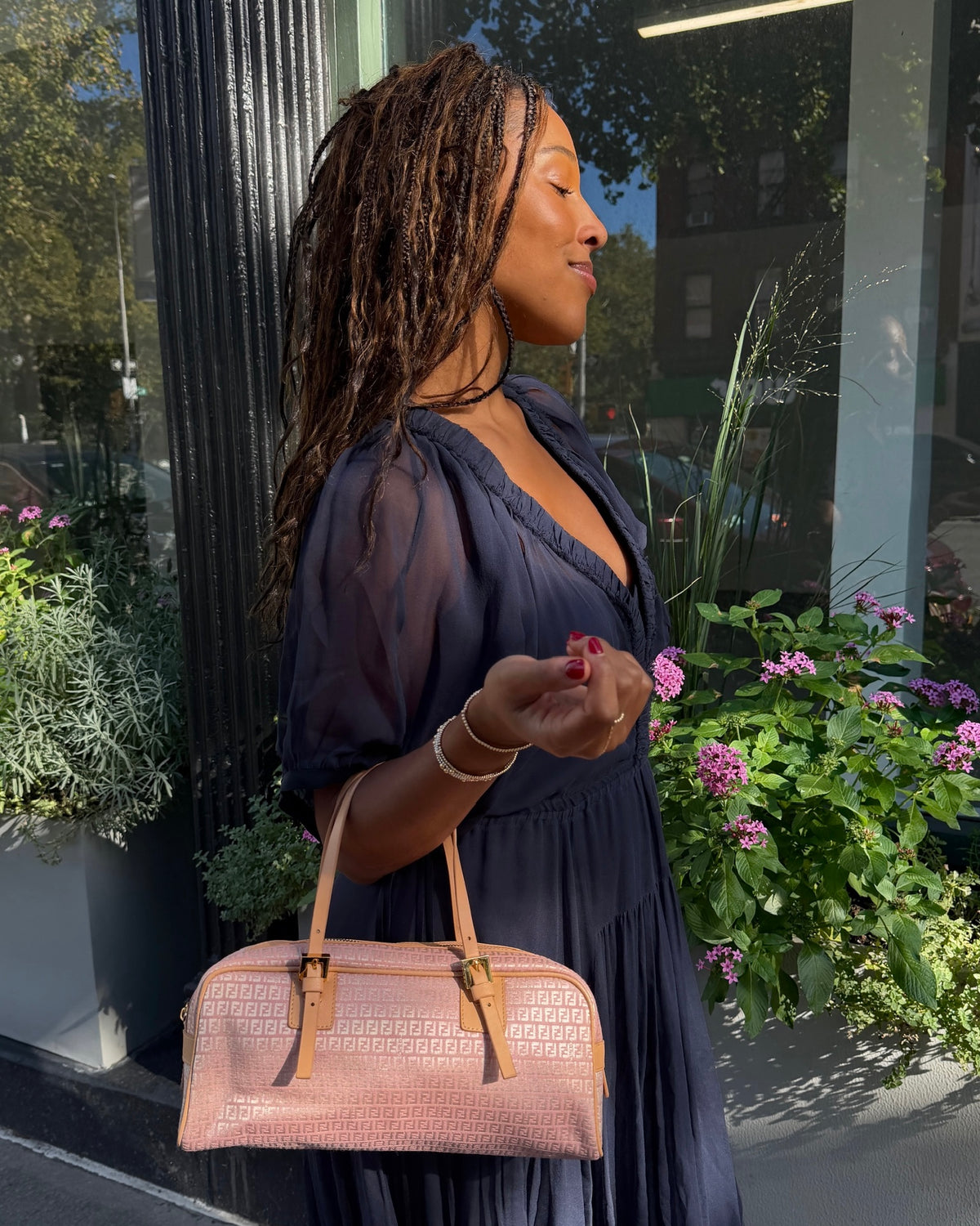 Fendi Vintage Pink Small Zucchino Zucca Monogram East West Bag