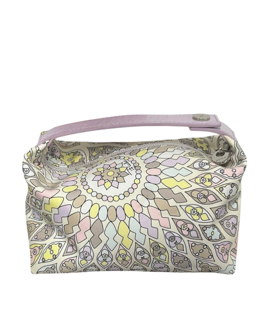 Pucci Vintage Pastel Lilac Yellow and Pink Mini Dome Cosmetic Pochette Top Handle Bag