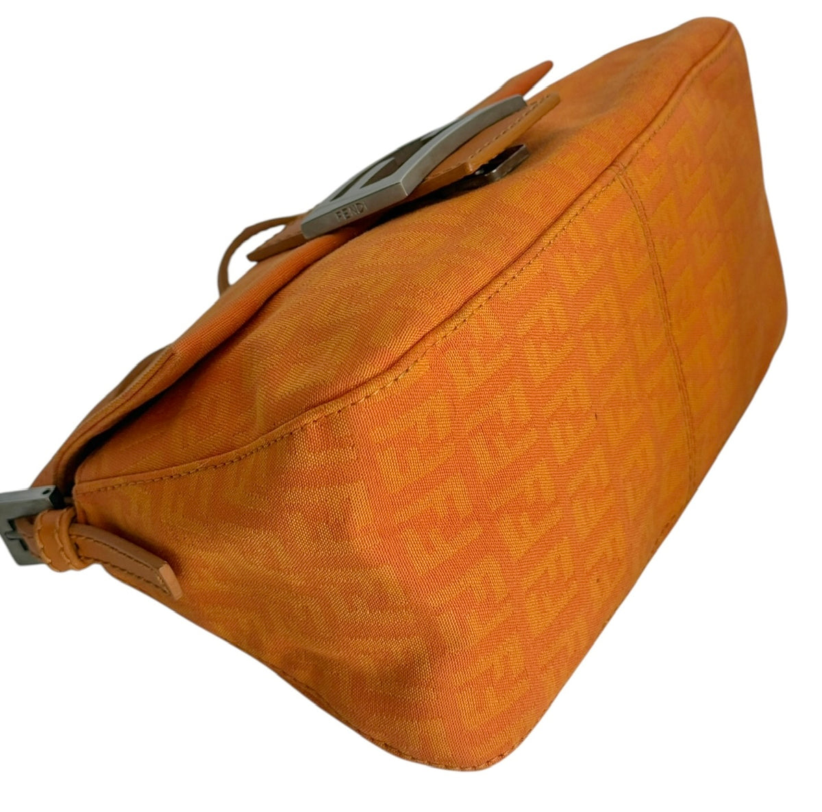 Fendi Vintage Orange Zucchino Zucca Monogram Mini Mamma Shoulder Baguette Bag