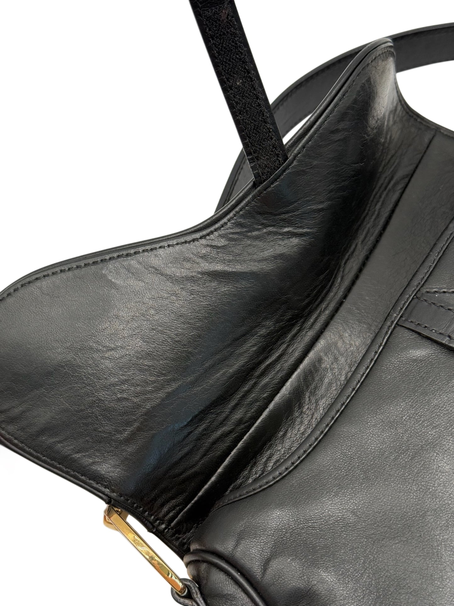 Dior Vintage 2000 Black Lambskin Leather Medium Saddle Bag