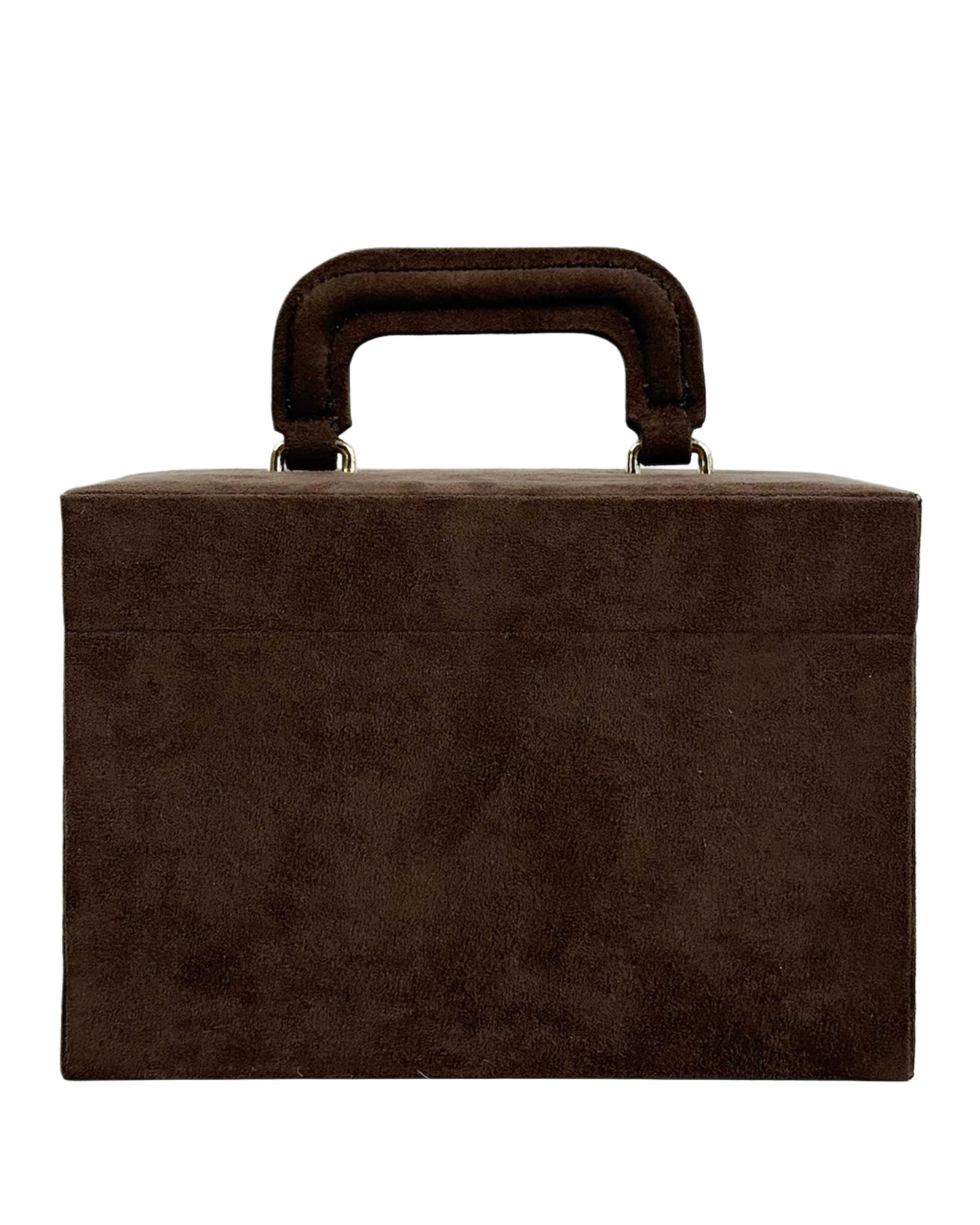 YSL / Yves Saint Laurent Vintage Brown Suede Mini Trunk Vanity Jewelry Case Box