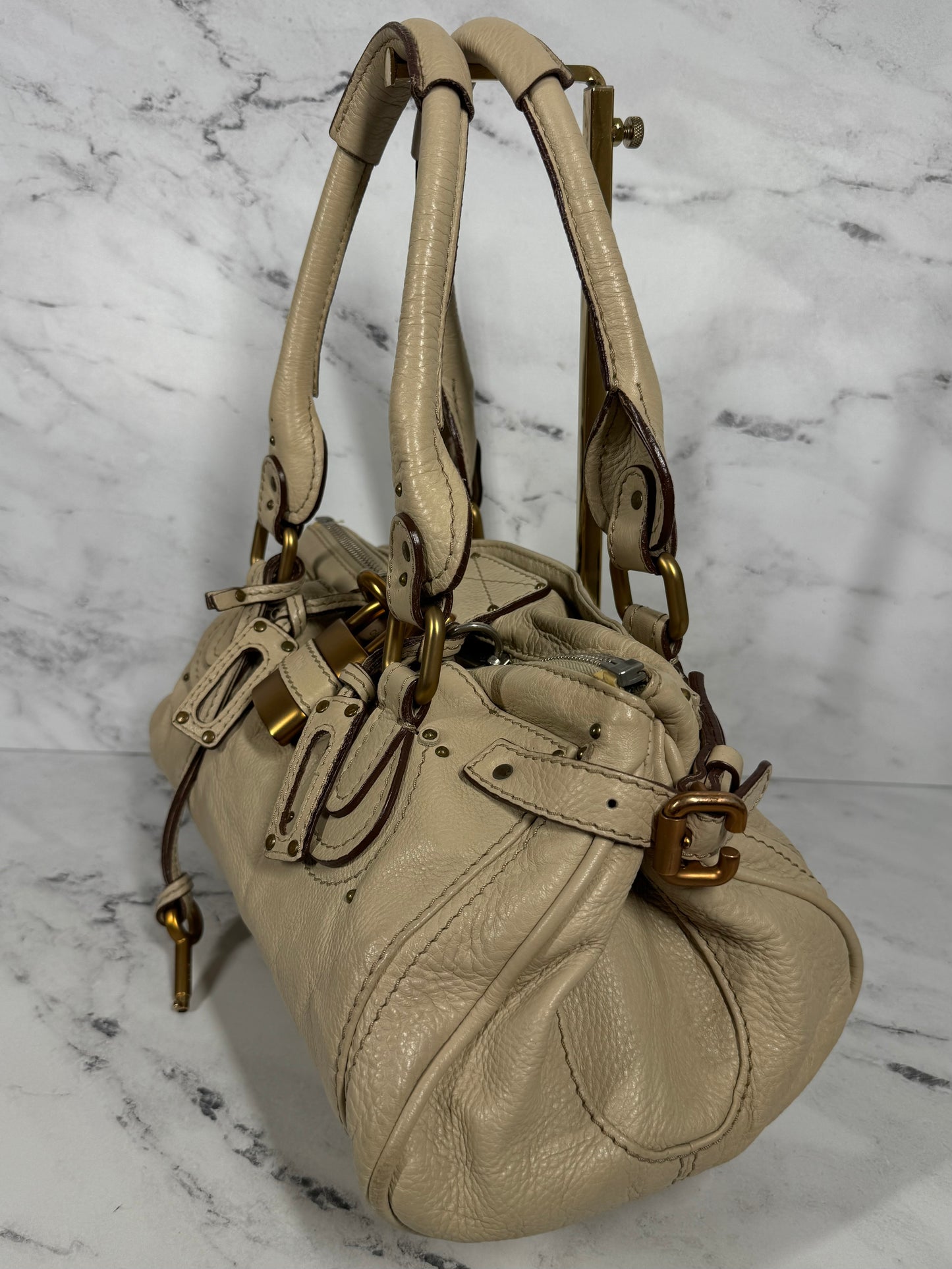 Chloé Vintage Beige Leather Paddington Shoulder Bag