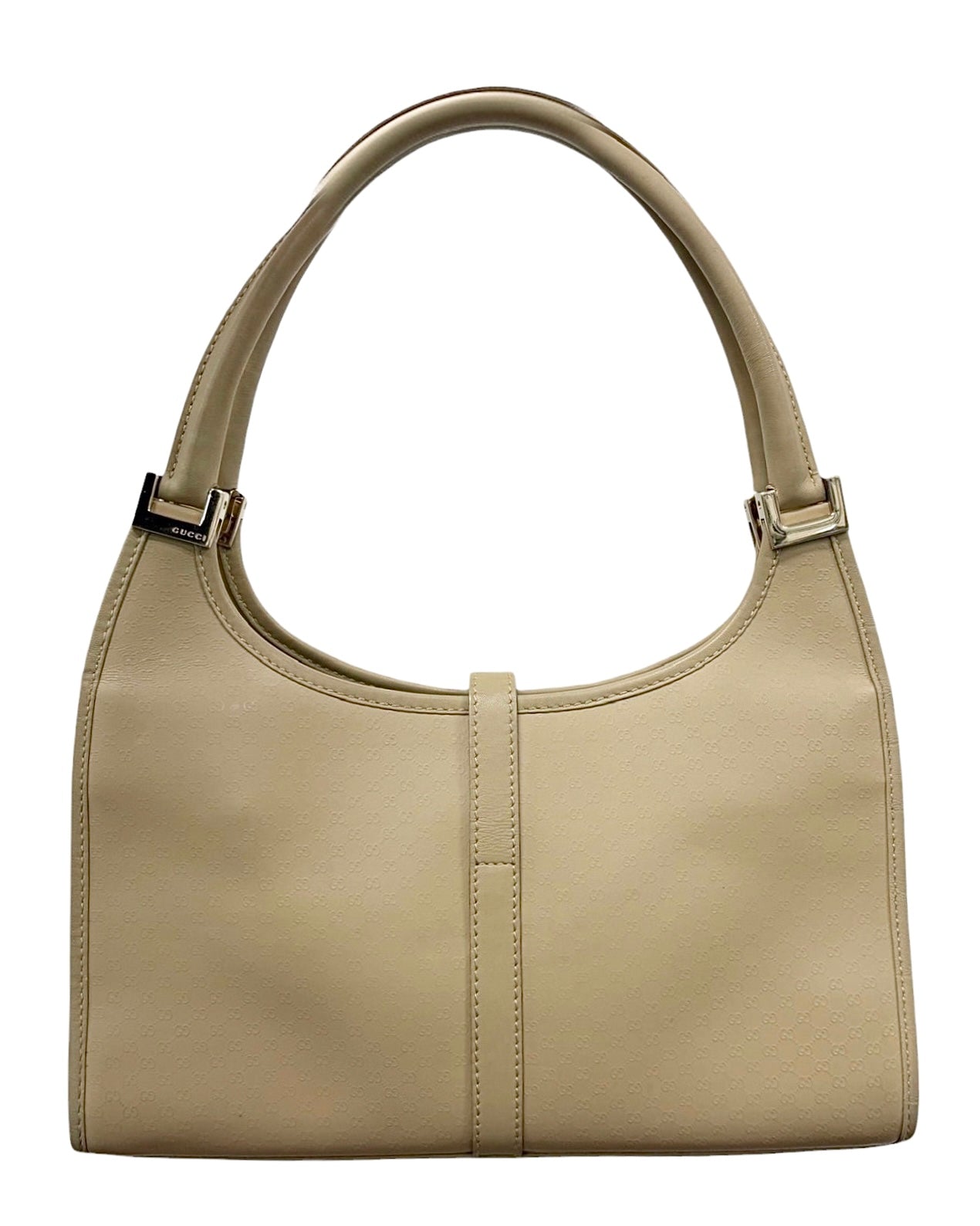 Gucci Vintage Beige GG Microguccissima Monogram Coated Leather Small Jackie Shoulder Bag