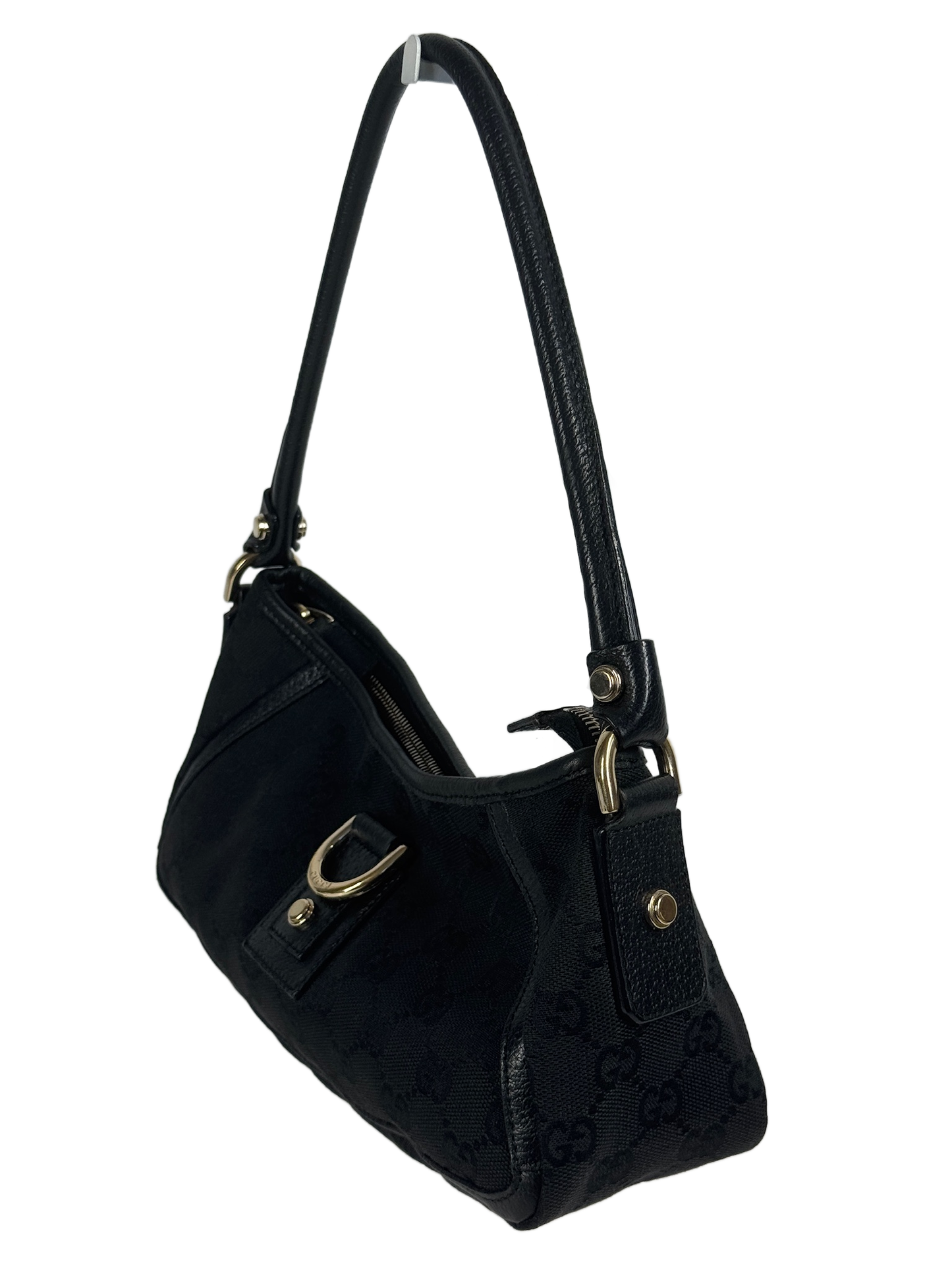 Gucci Vintage Black GG Monogram Canvas Abbey Pochette Shoulder Bag