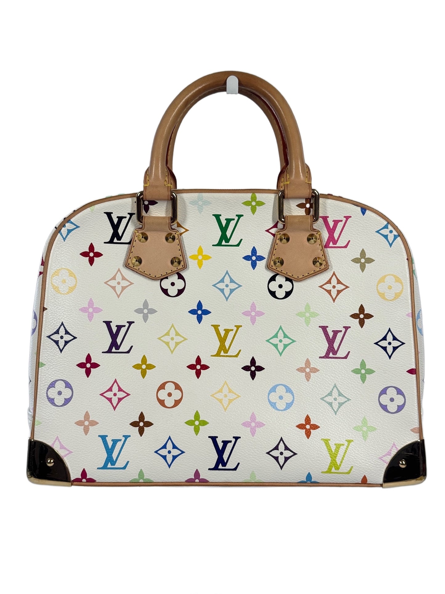 Louis Vuitton Vintage 2005 Takashi Murakami Blanc / White Multicolor Monogram Trouville Top Handle Bag