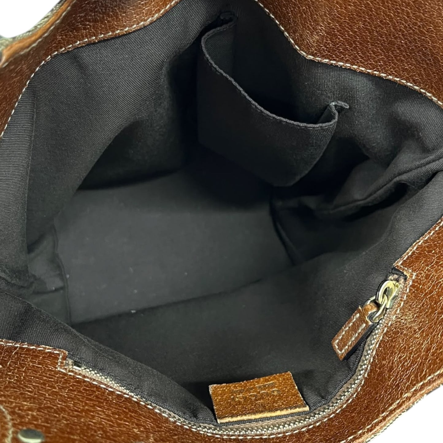 Gucci Vintage Brown GG Monogram Small Bucket Bamboo Handle Shoulder Bag 