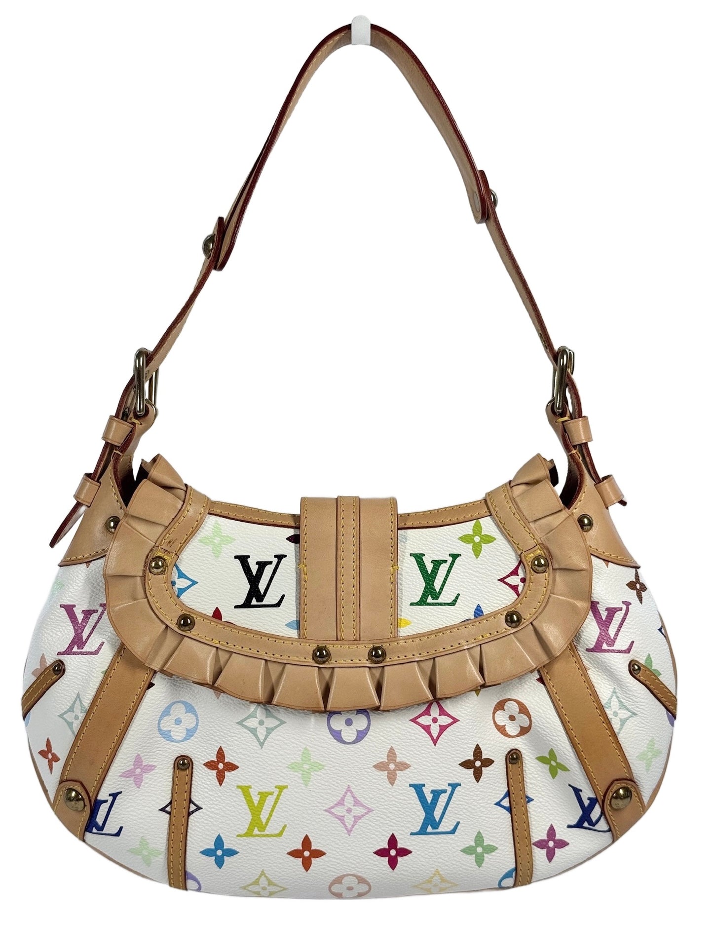 Louis Vuitton Vintage 2004 Takashi Murakami Blanc / White Multicolor Monogram Leonor Shoulder Bag