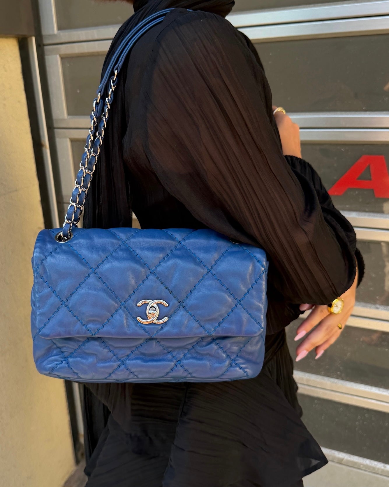 Chanel Royal Blue Quilted Calfskin Love Me Tender Medium Shoulder Flap Bag