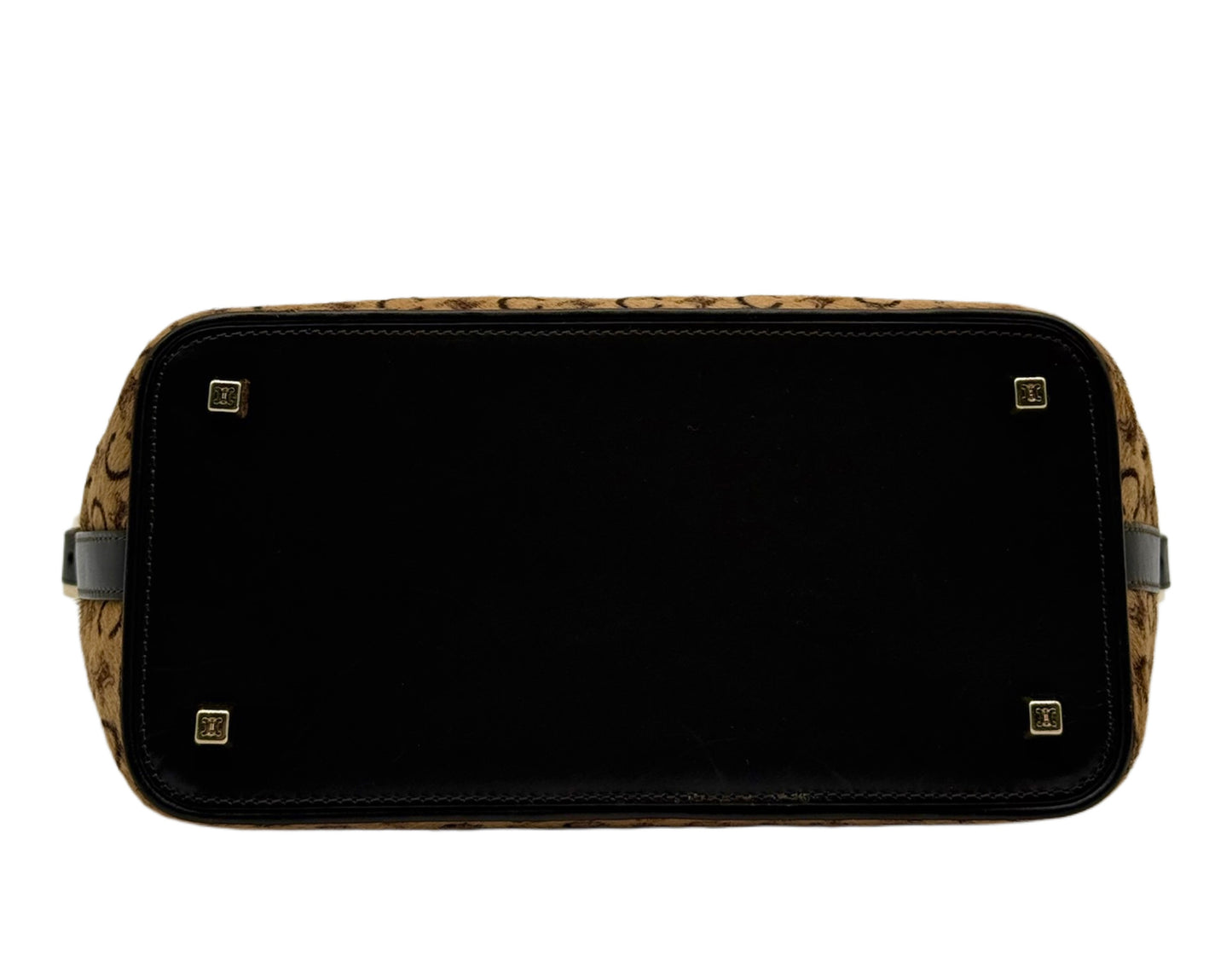 Celine Vintage Beige Macadam Monogram Pony Hair Medium Pochette