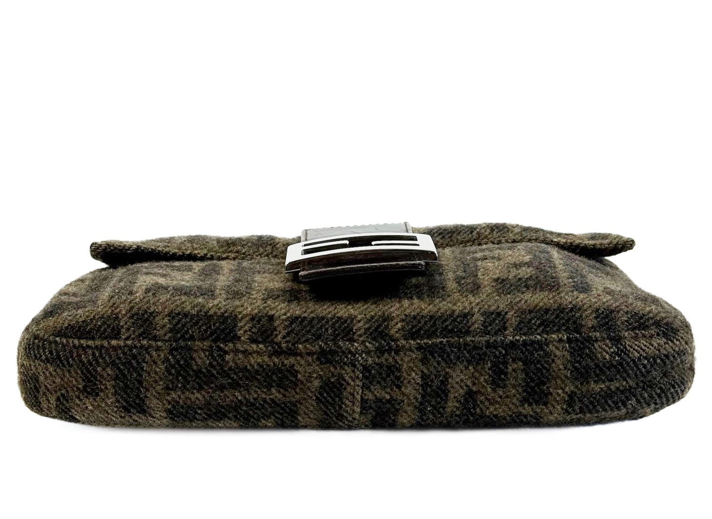 Fendi Vintage Brown Zucca Monogram Wool Knit Baguette