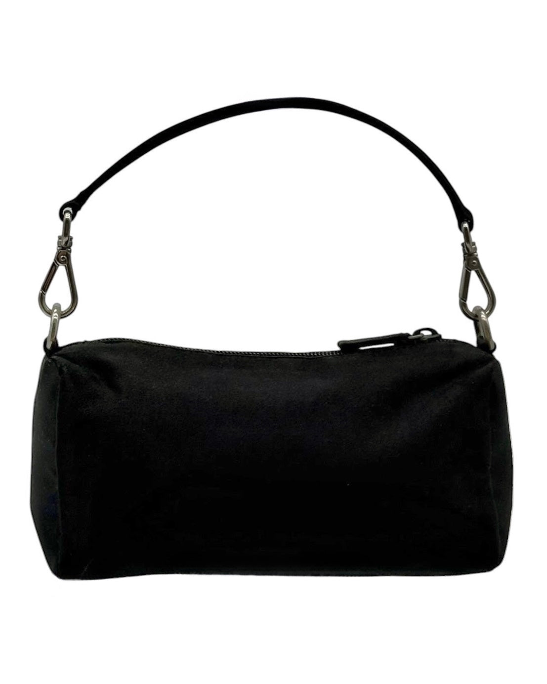 Prada Vintage Black Satin Barrel Mini Pochette Evening Bag