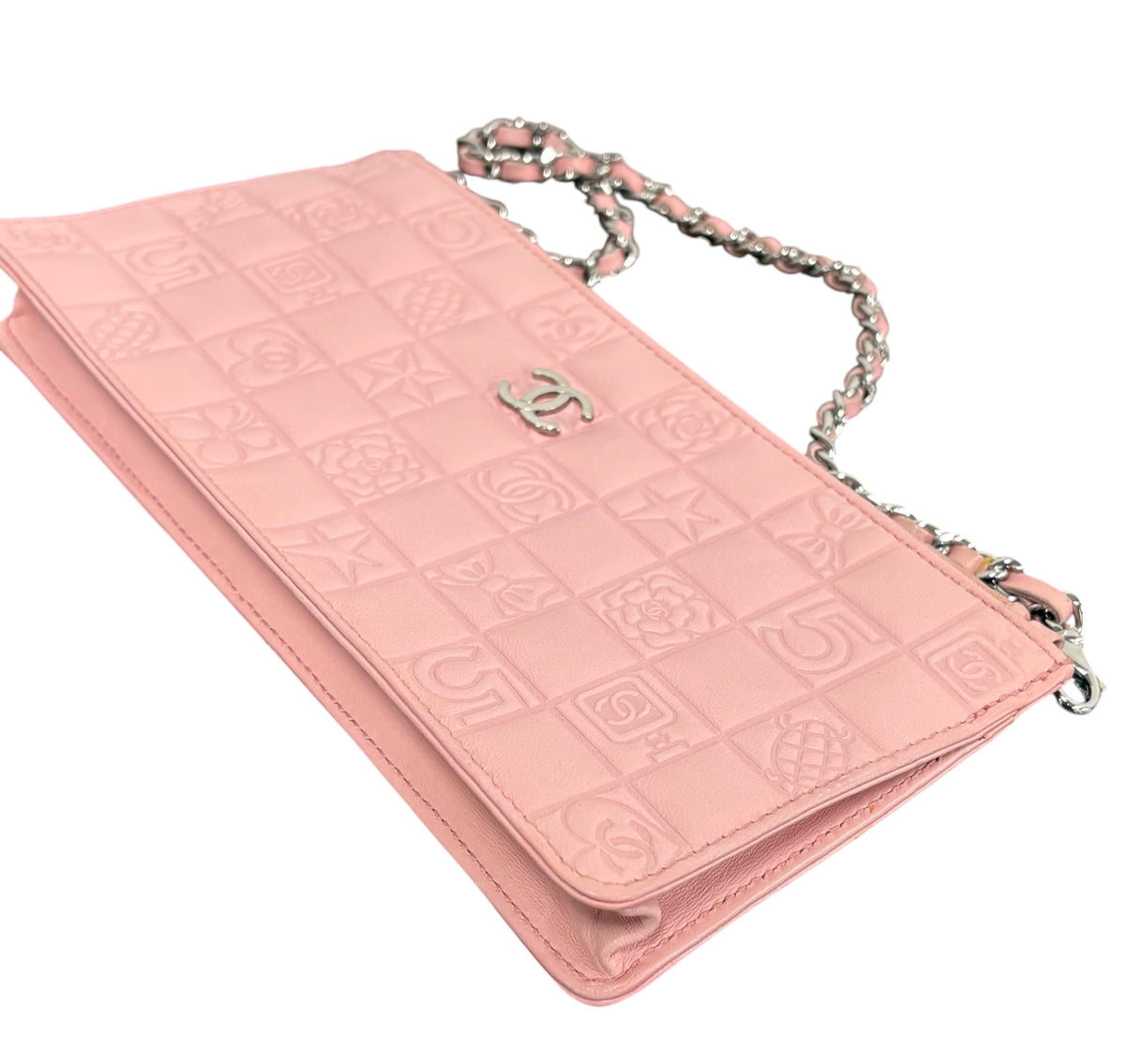 Chanel Vintage 00s Pink Lambskin Precious Symbols Shoulder Pochette Bag