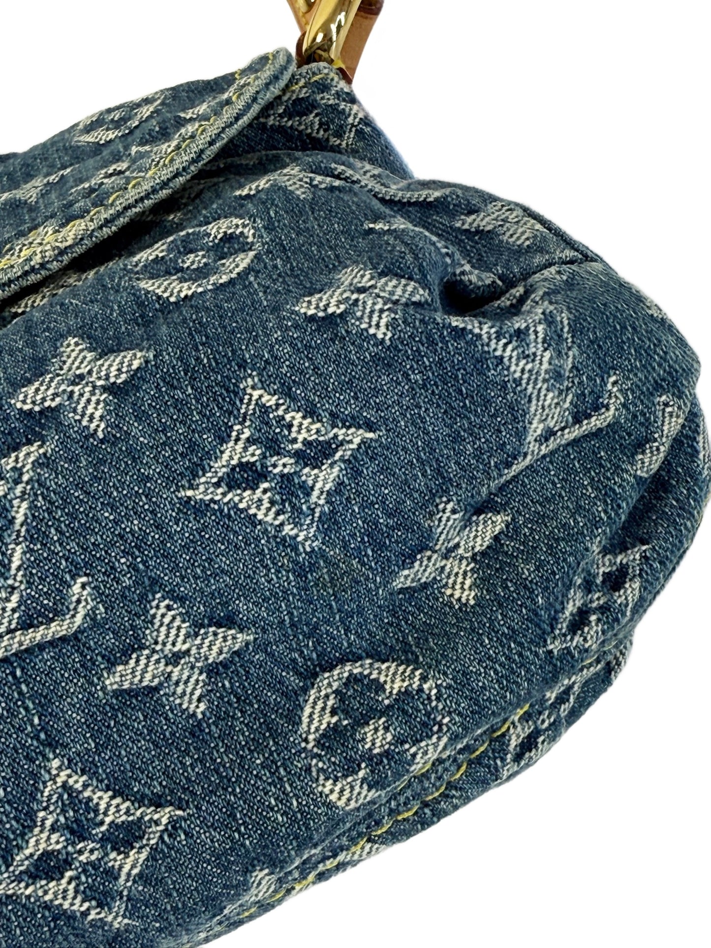Louis Vuitton Vintage Blue Denim Monogram Mini Pleaty Pochette Shoulder Bag