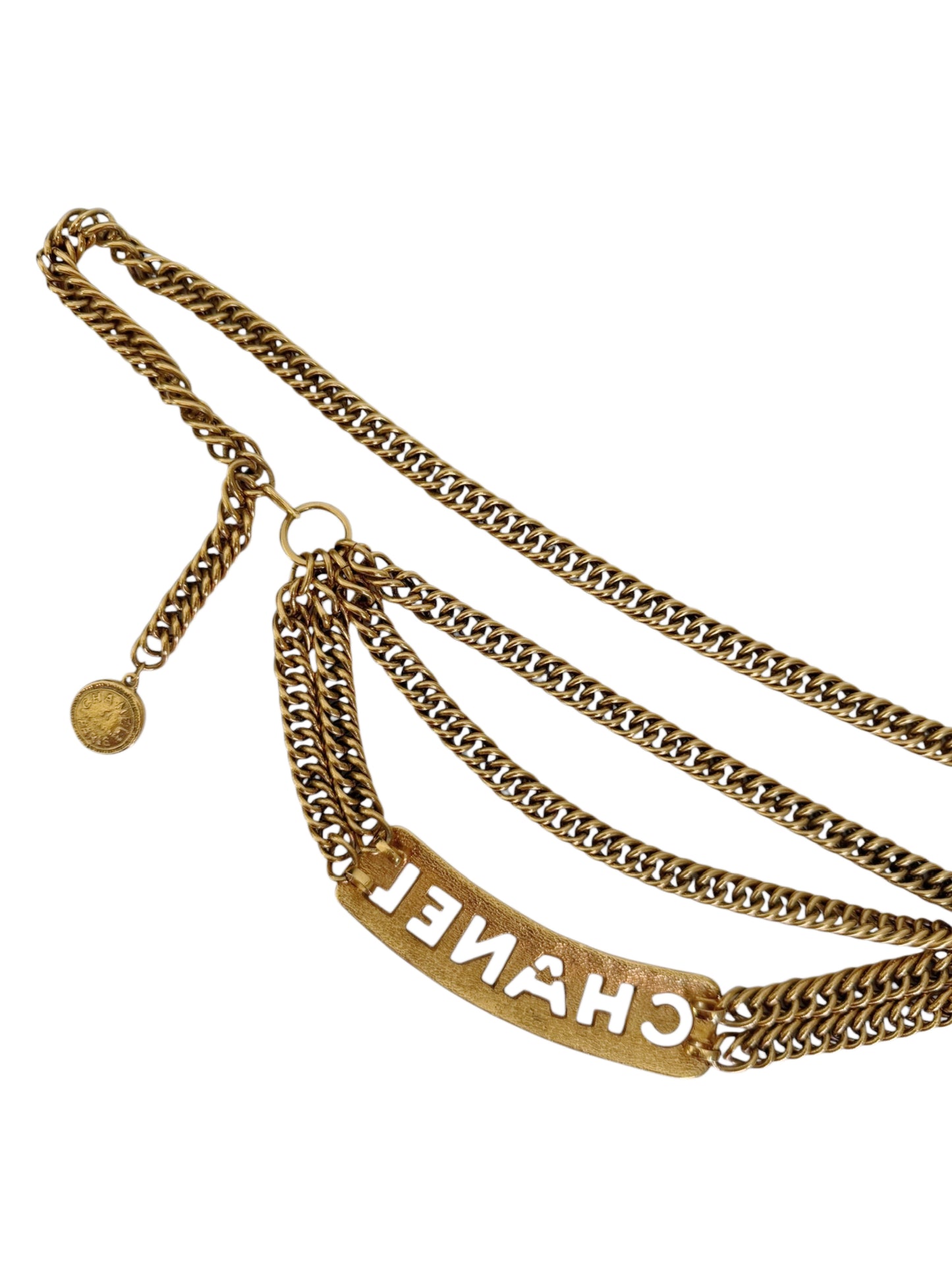 Chanel Vintage 90s 24K Gold Plated Quilted Logo Chain Belt