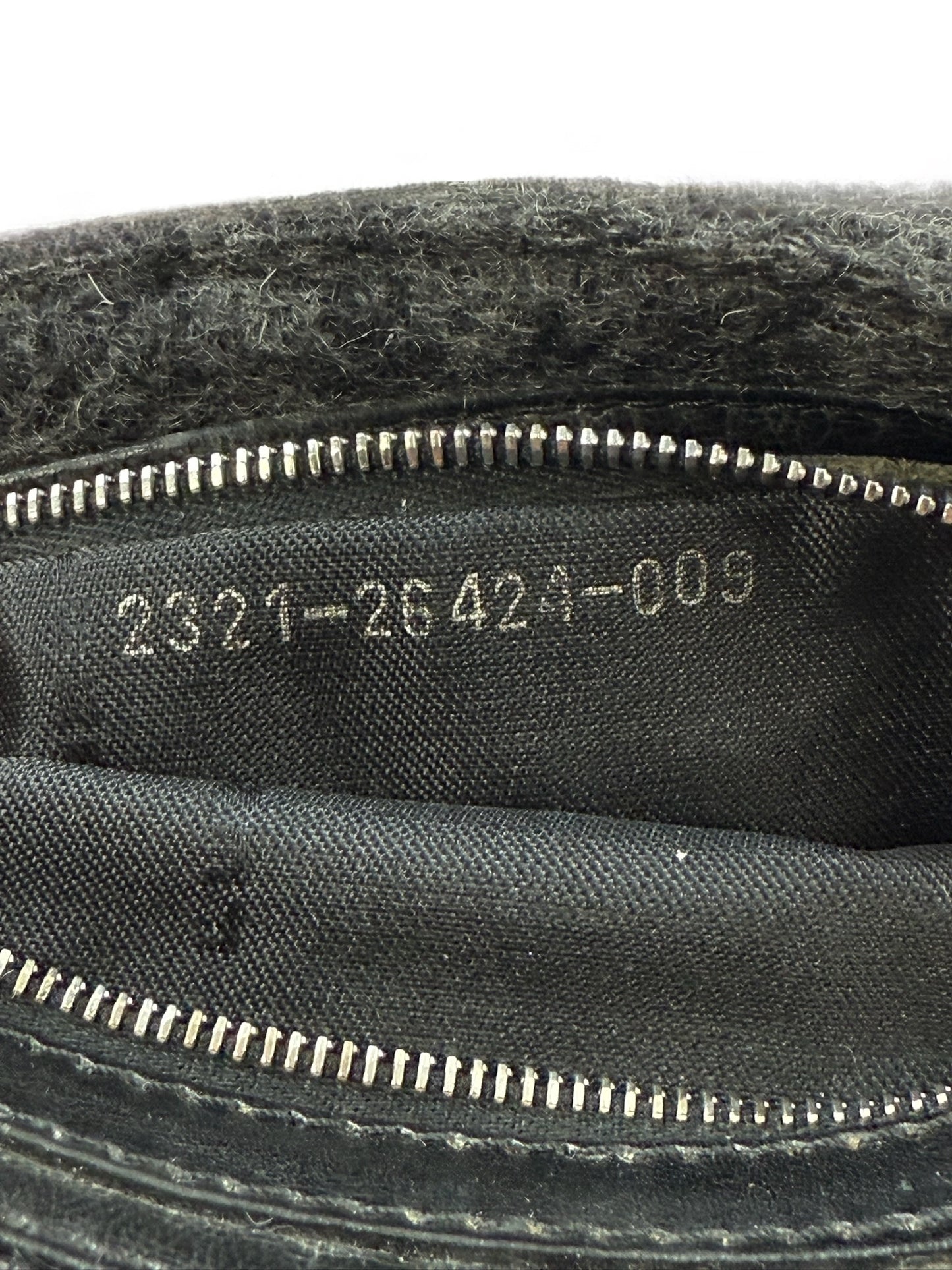 Fendi Vintage Gray Black Zucca Monogram Knit Wool Shoulder Baguette Bag