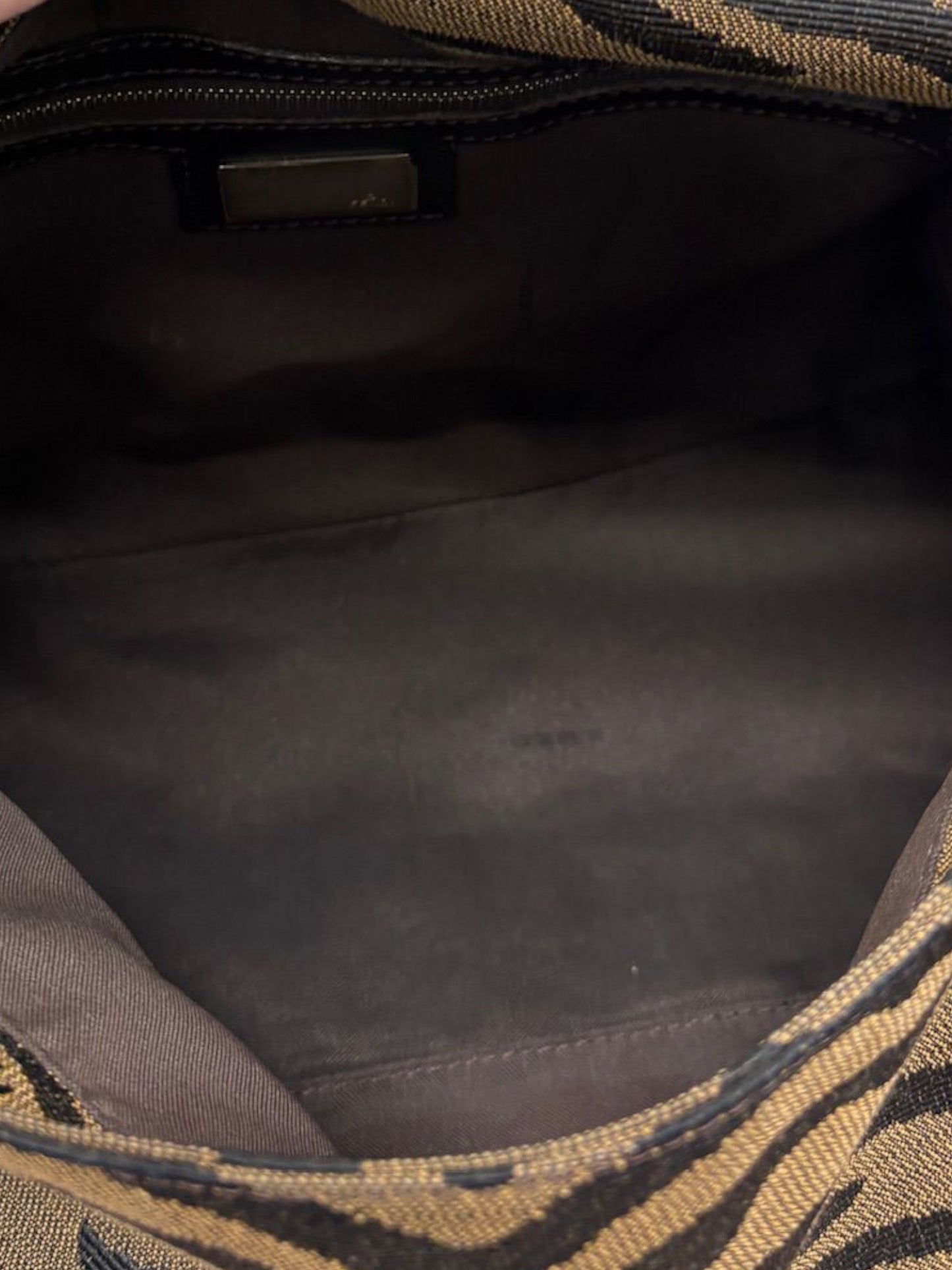 Fendi Vintage Brown & Black Zebra Print Canvas Mamma Baguette Shoulder Bag