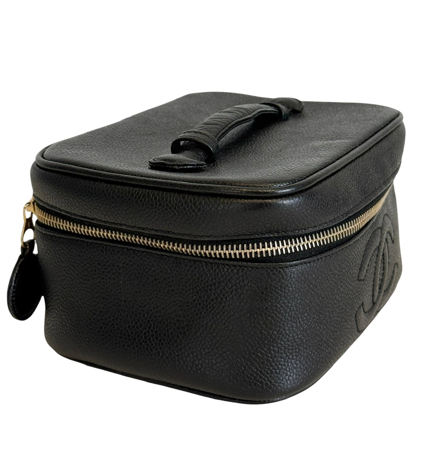 Chanel Vintage 90s Black Caviar Timeless CC Vanity Travel Makeup Case