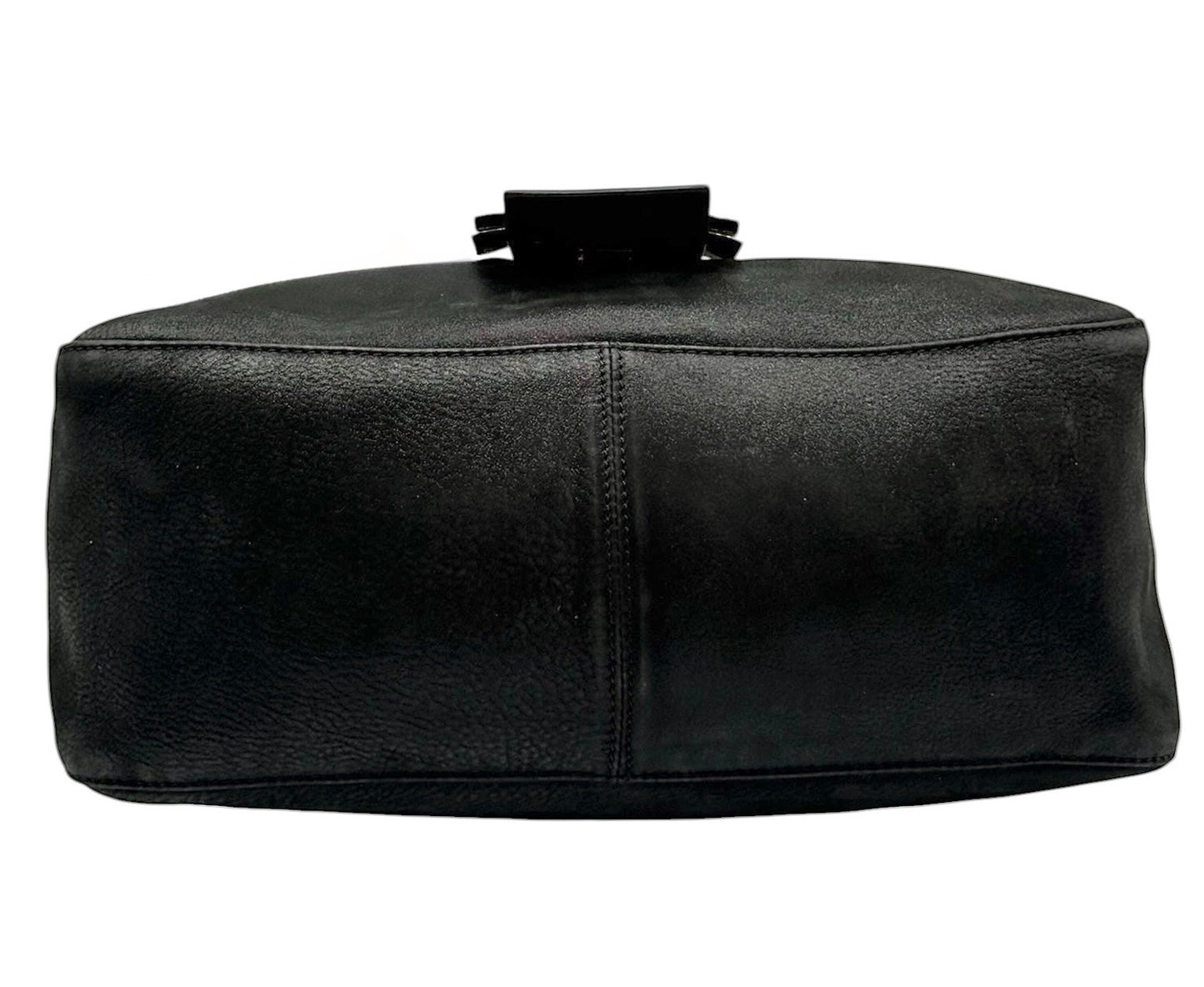 Fendi Vintage Black Micro Suede XL Mamma Baguette with Marble Logo