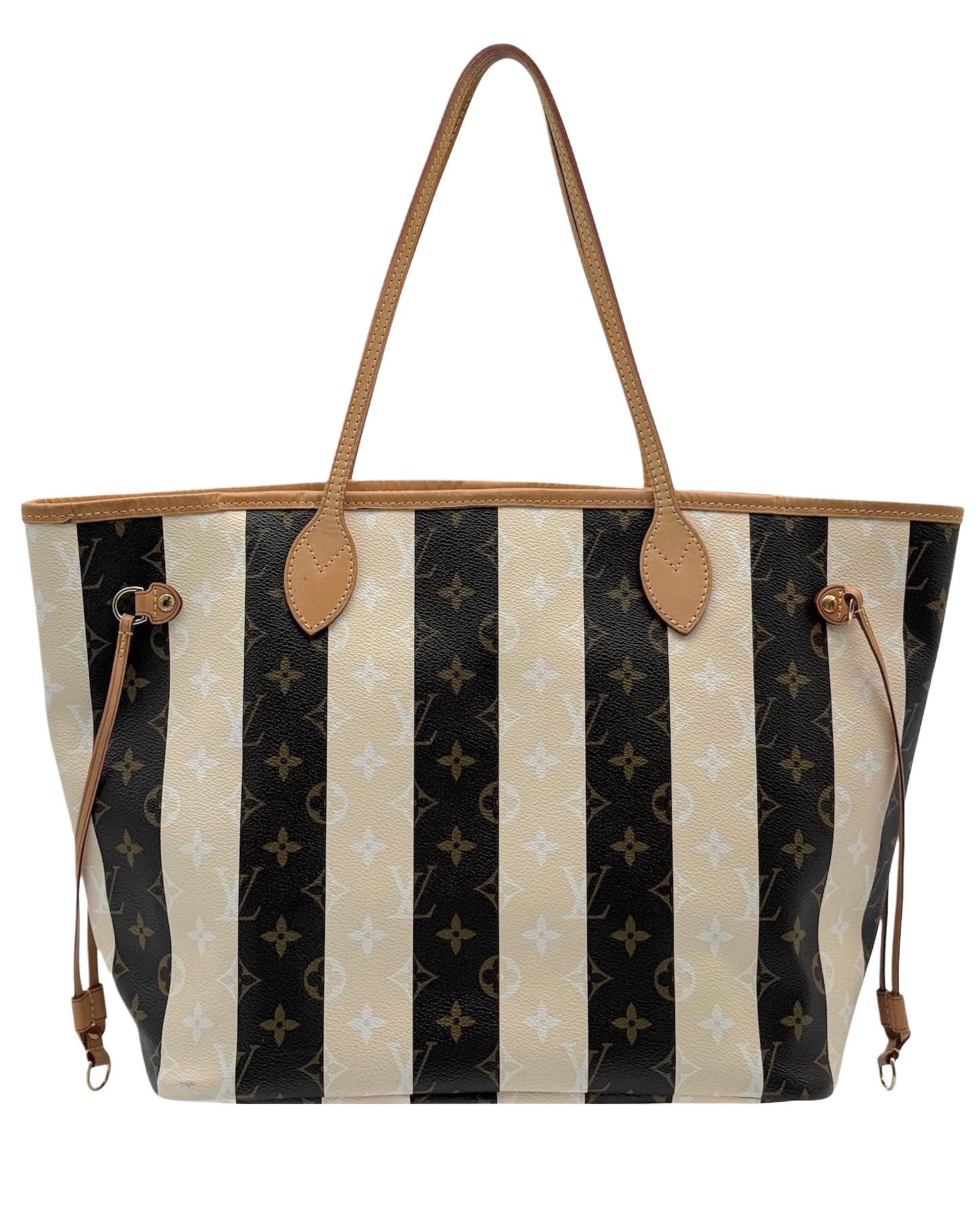 Louis Vuitton 2011 Monogram Rayures Neverfull MM Shoulder Tote Bag