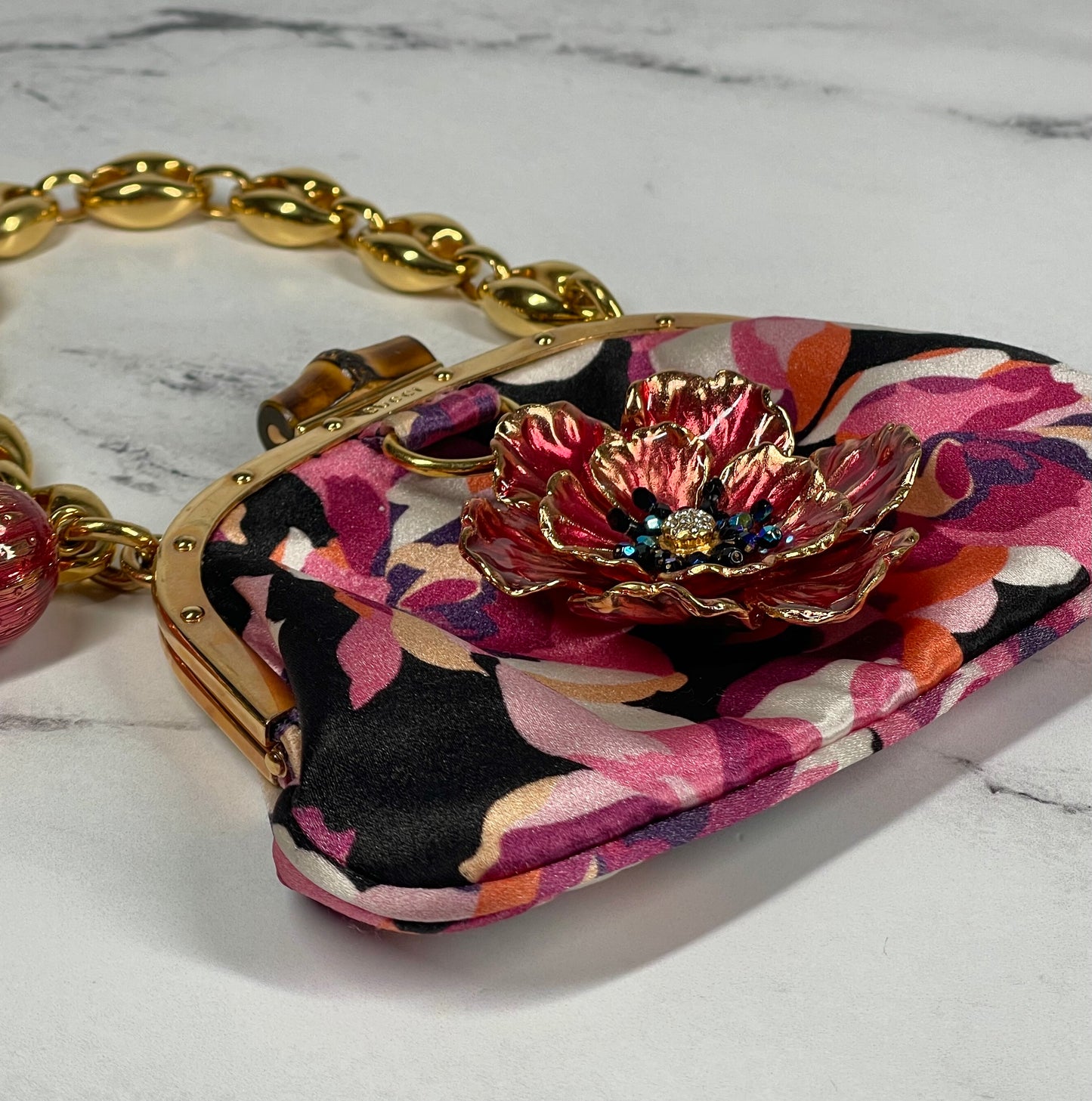 Gucci by Tom Ford Vintage Satin Jeweled Mini Clutch Evening Bag w