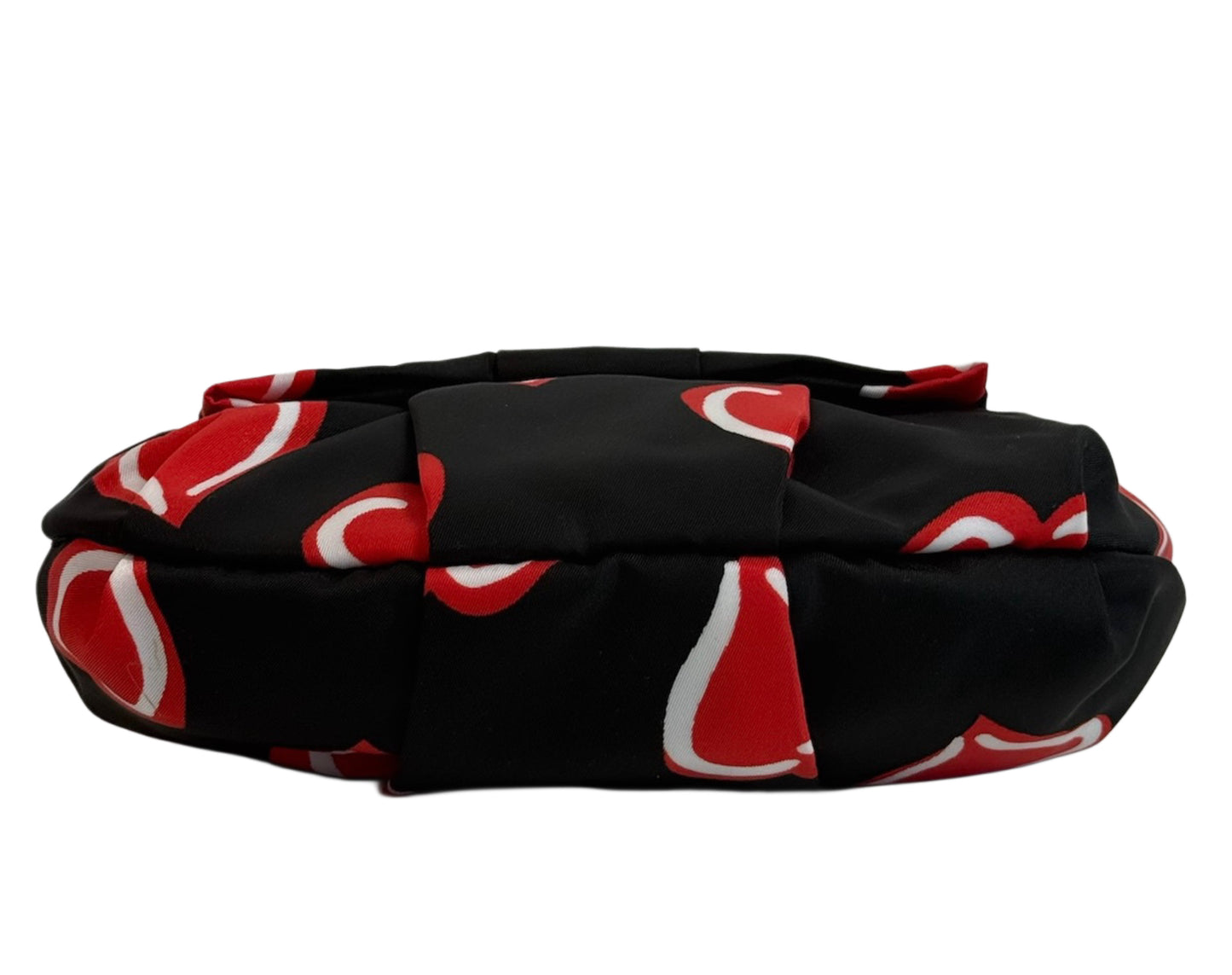 Prada Vintage Black Nylon Red Heart Logo Wristlet Clutch Bag
