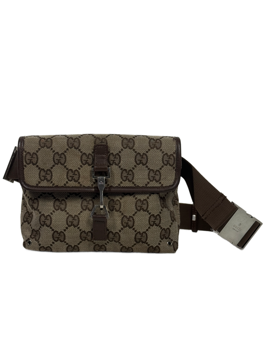 Gucci Vintage Brown GG Monogram Canvas Bum Belt Waist Bag