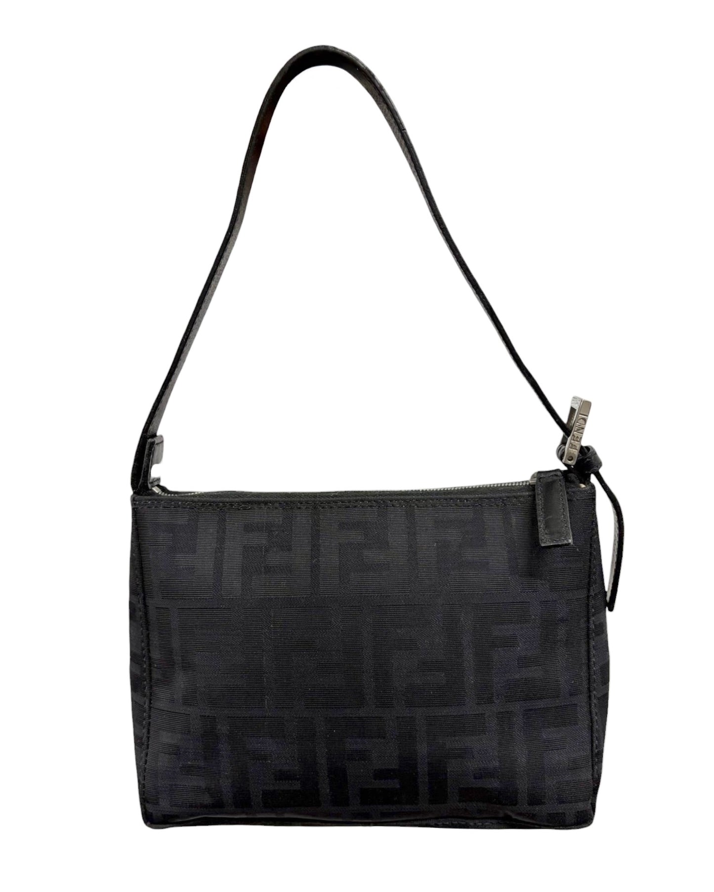 Fendi Vintage Black Zucca Monogram Mini Square Pochette Bag
