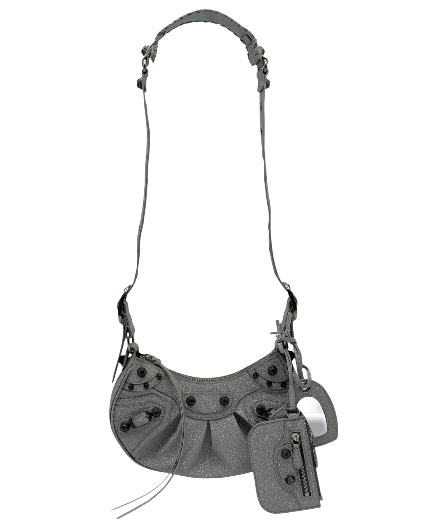 Balenciaga Silver Glitter Le Cagole XS Shoulder Bag