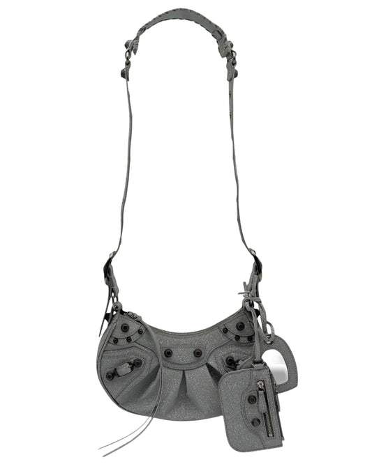 Balenciaga Silver Glitter Le Cagole XS Shoulder Bag