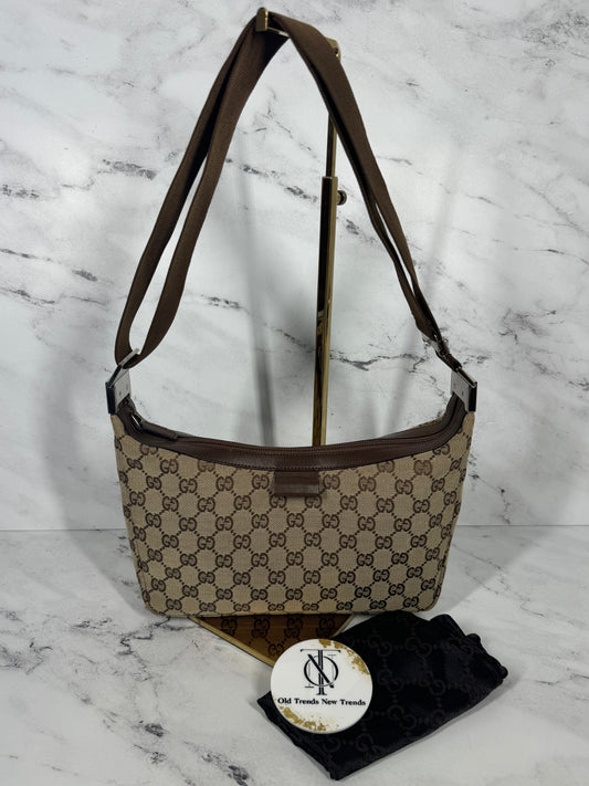 Gucci Vintage Brown GG Monogram Canvas Small Shoulder & Crossbody Bag