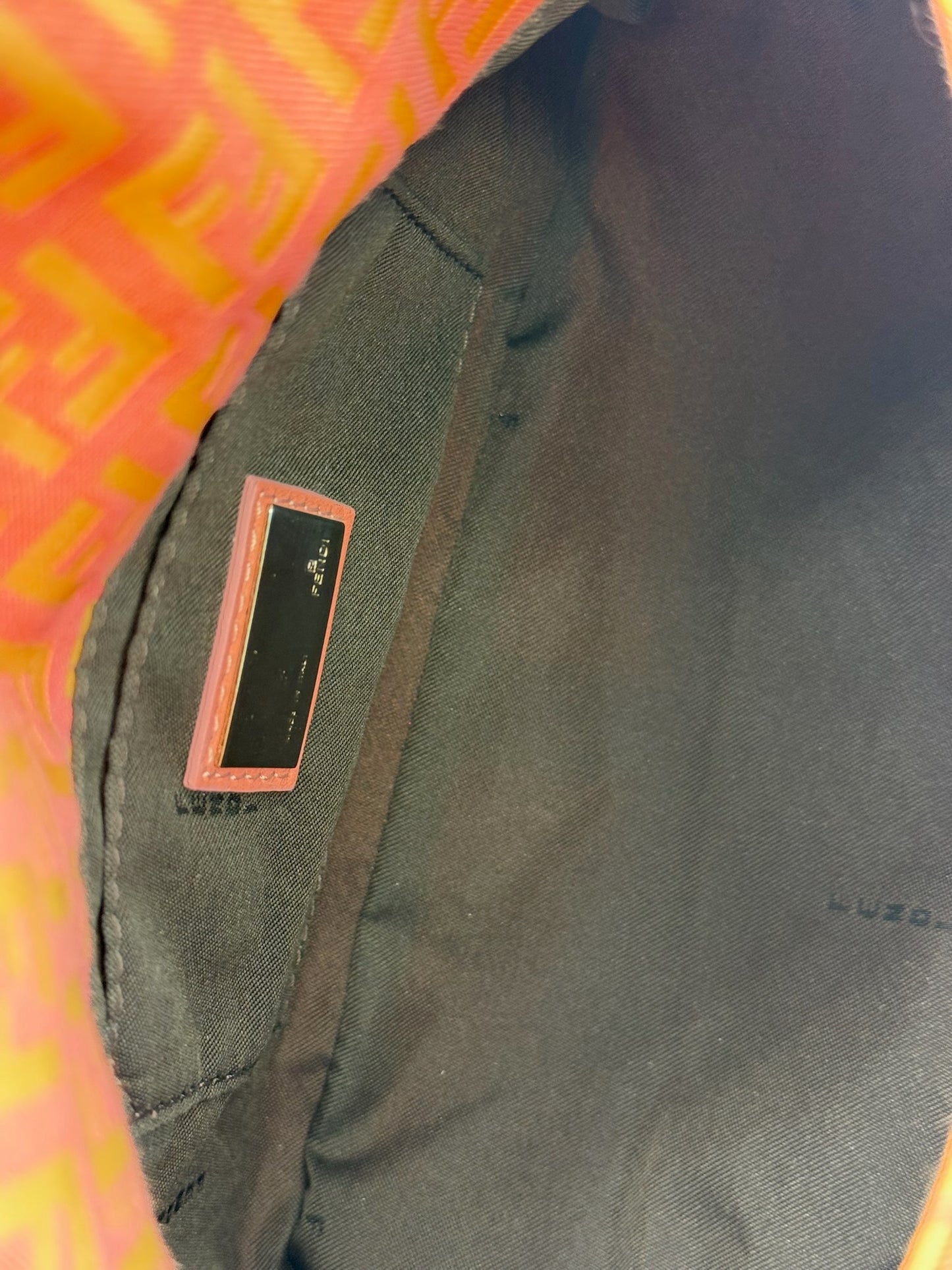 Fendi Vintage Pink & Yellow Zucchino Zucca Monogram Mini Mamma Baguette Shoulder Bag
