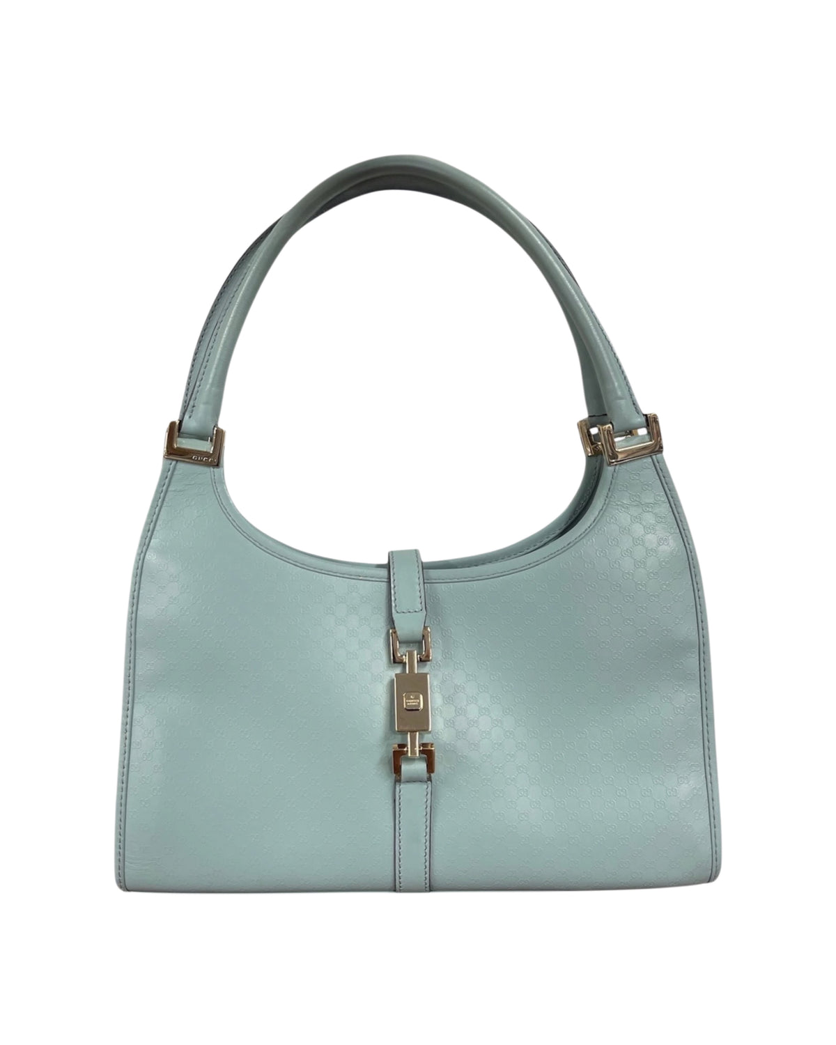 Gucci Vintage Blue Microguccissima GG Monogram Coated Leather Small Jackie Shoulder Bag
