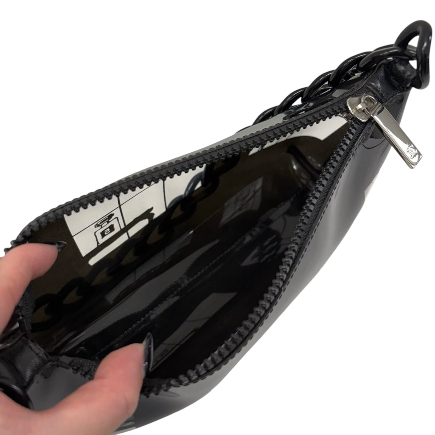 Chanel Vintage 00s Coco Window PVC Vinyl Pochette with Chain Handle 