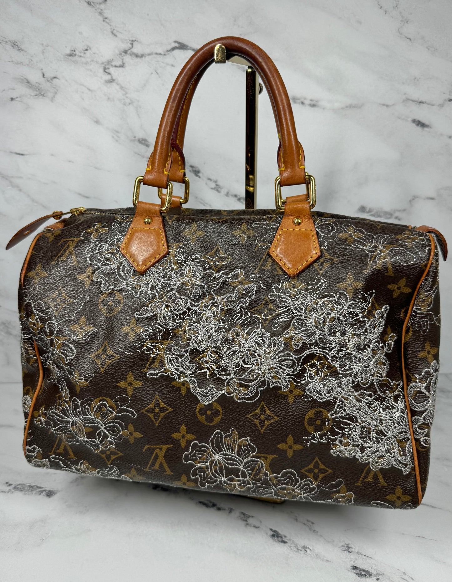 Louis Vuitton Vintage Monogram Silver Dentelle Lace Speedy 30