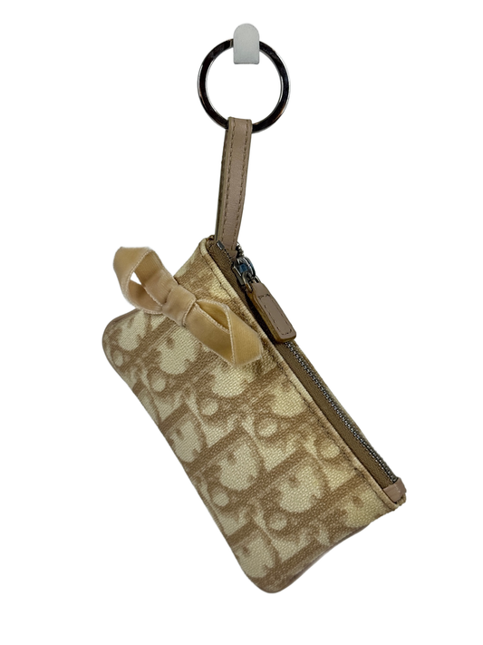 Dior Vintage Beige Diorissimo Monogram Coated Canvas Key Pouch Card Holder Bag Charm