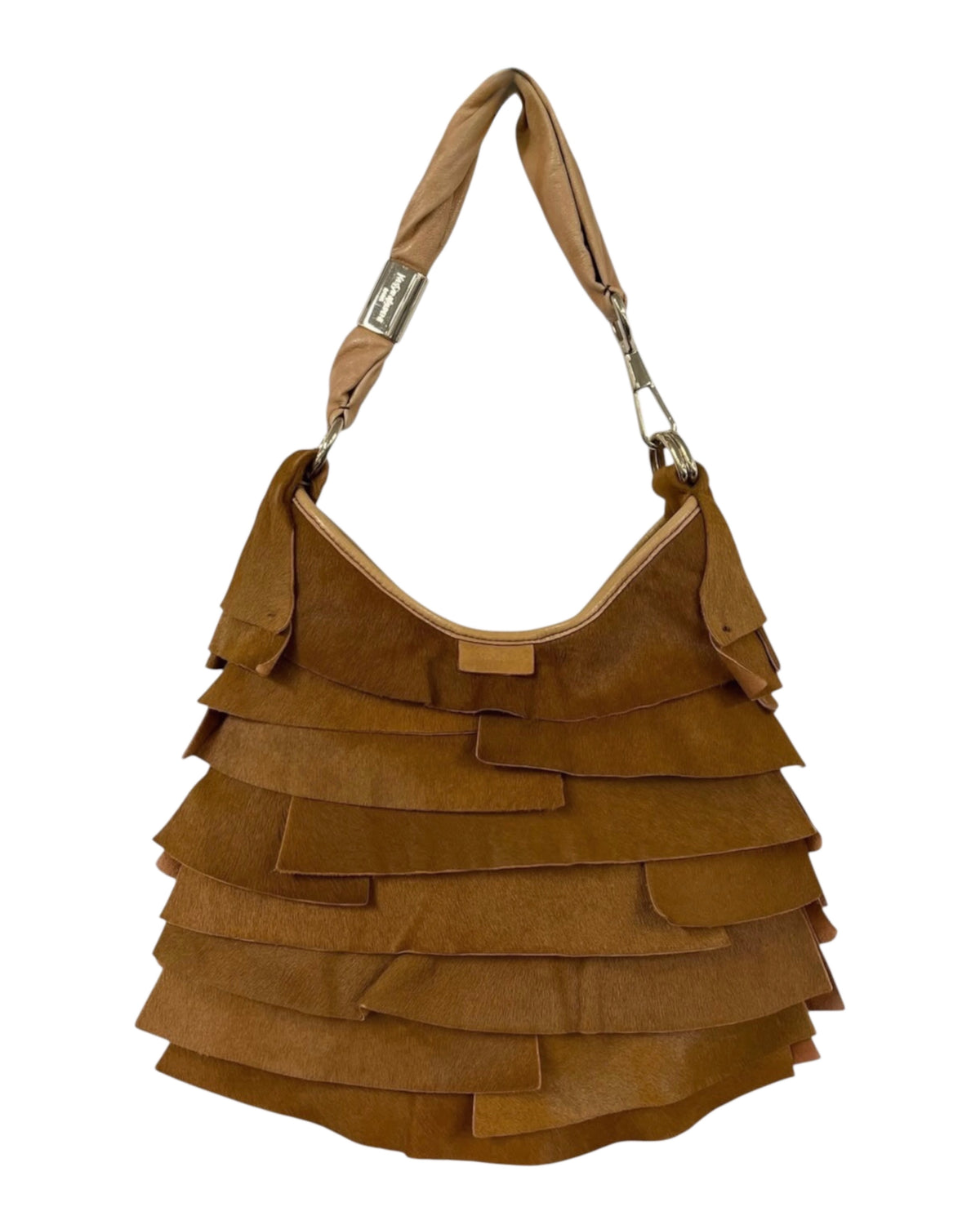 Yves Saint Laurent / YSL Vintage Light Brown Pony Hair Small St Tropez Ruffle Hobo Shoulder Bag