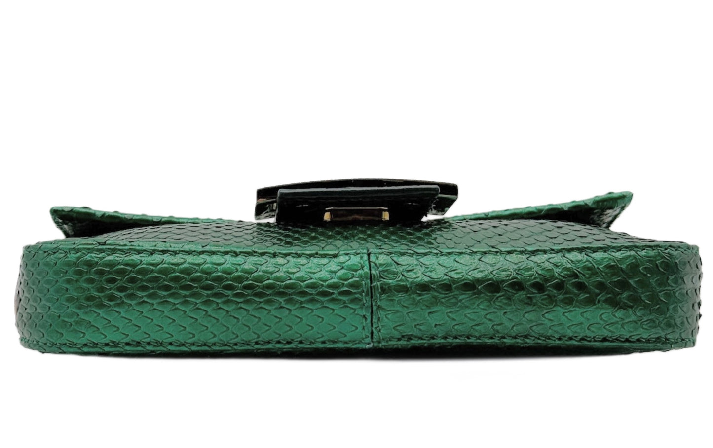 Fendi Vintage Green Snakeskin Mini Shoulder Baguette Bag