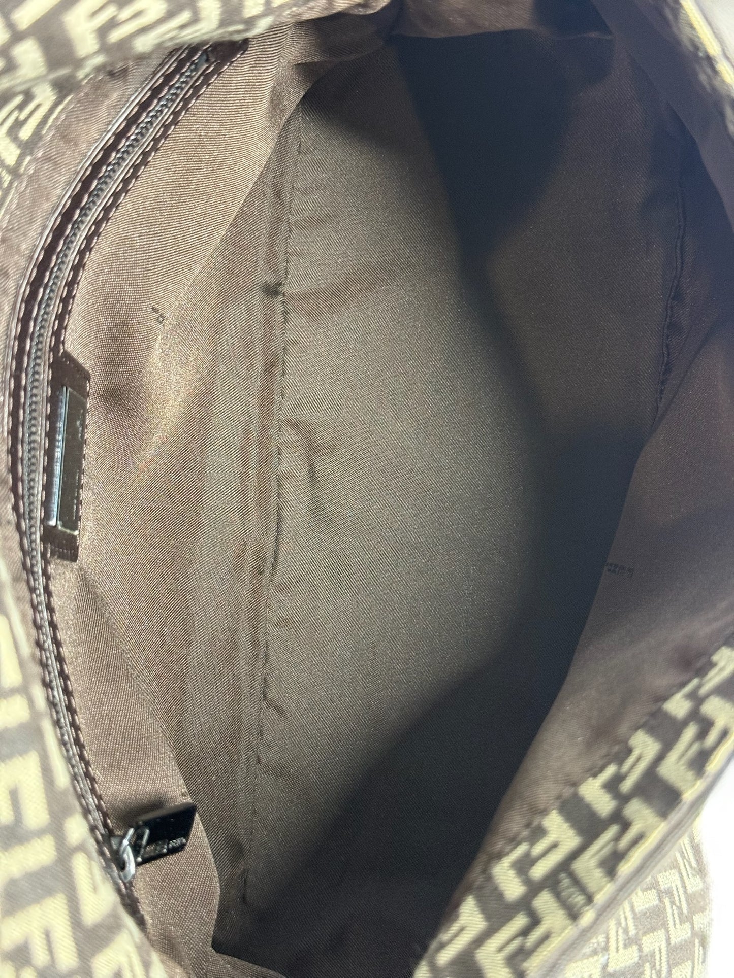 Fendi Vintage Dark Brown Zucchino Zucca Monogram Mamma Baguette Shoulder Bag