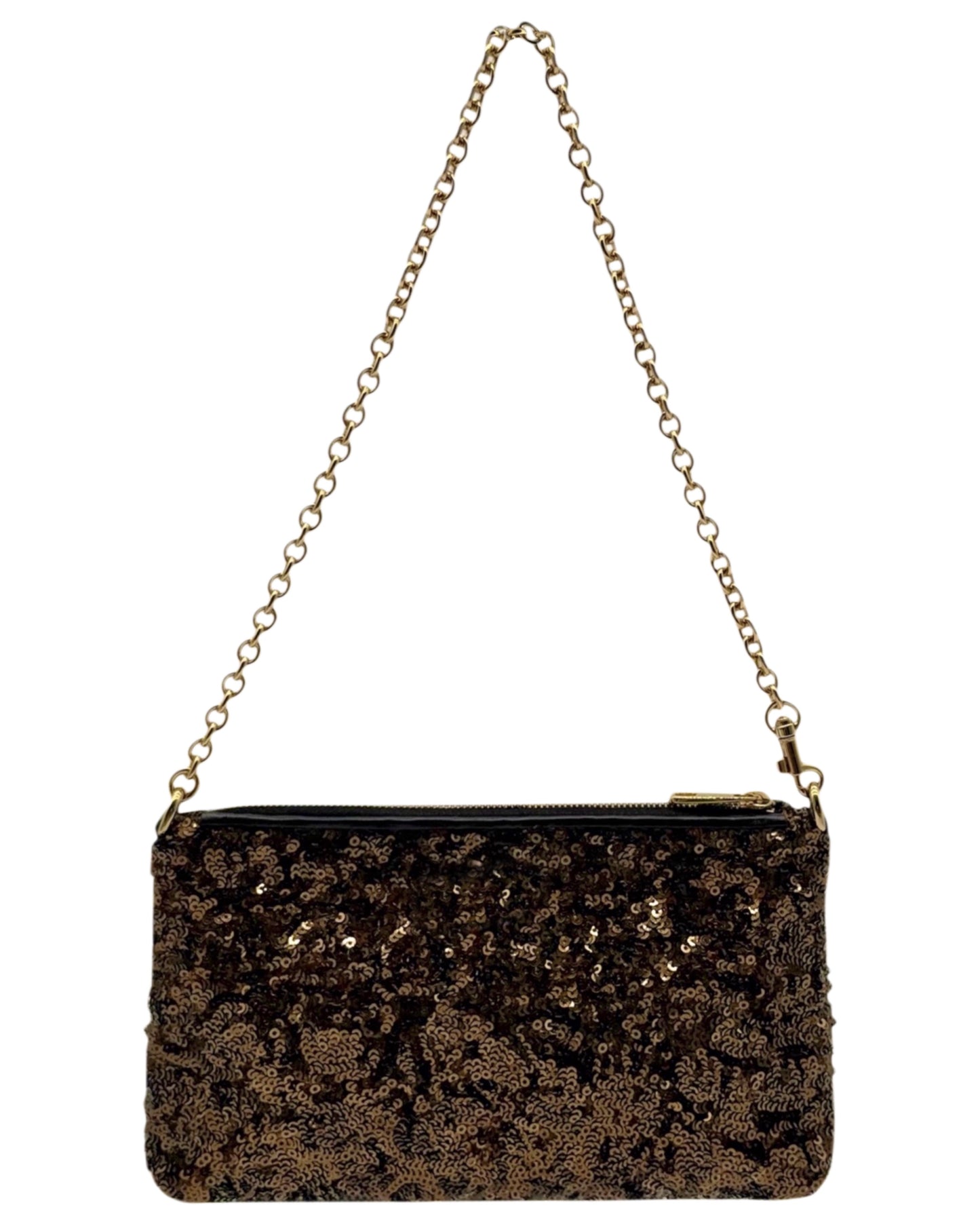 Dolce & Gabbana Vintage Bronze Sequin Gold Chain Small Pochette Shoulder Bag
