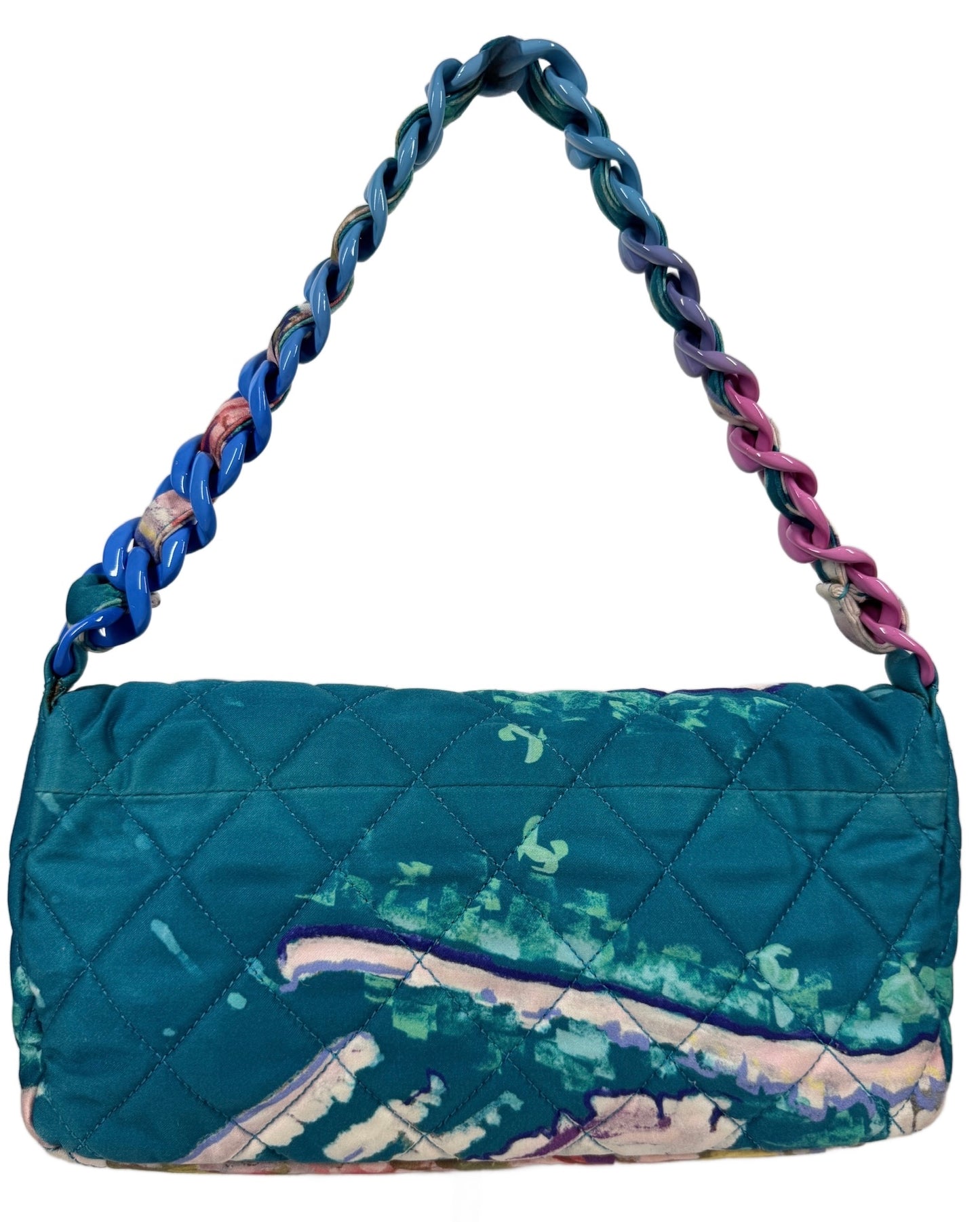 Chanel Watercolor Graffiti Quilted Nylon Acrylic Chain Shoulder Flap Bag