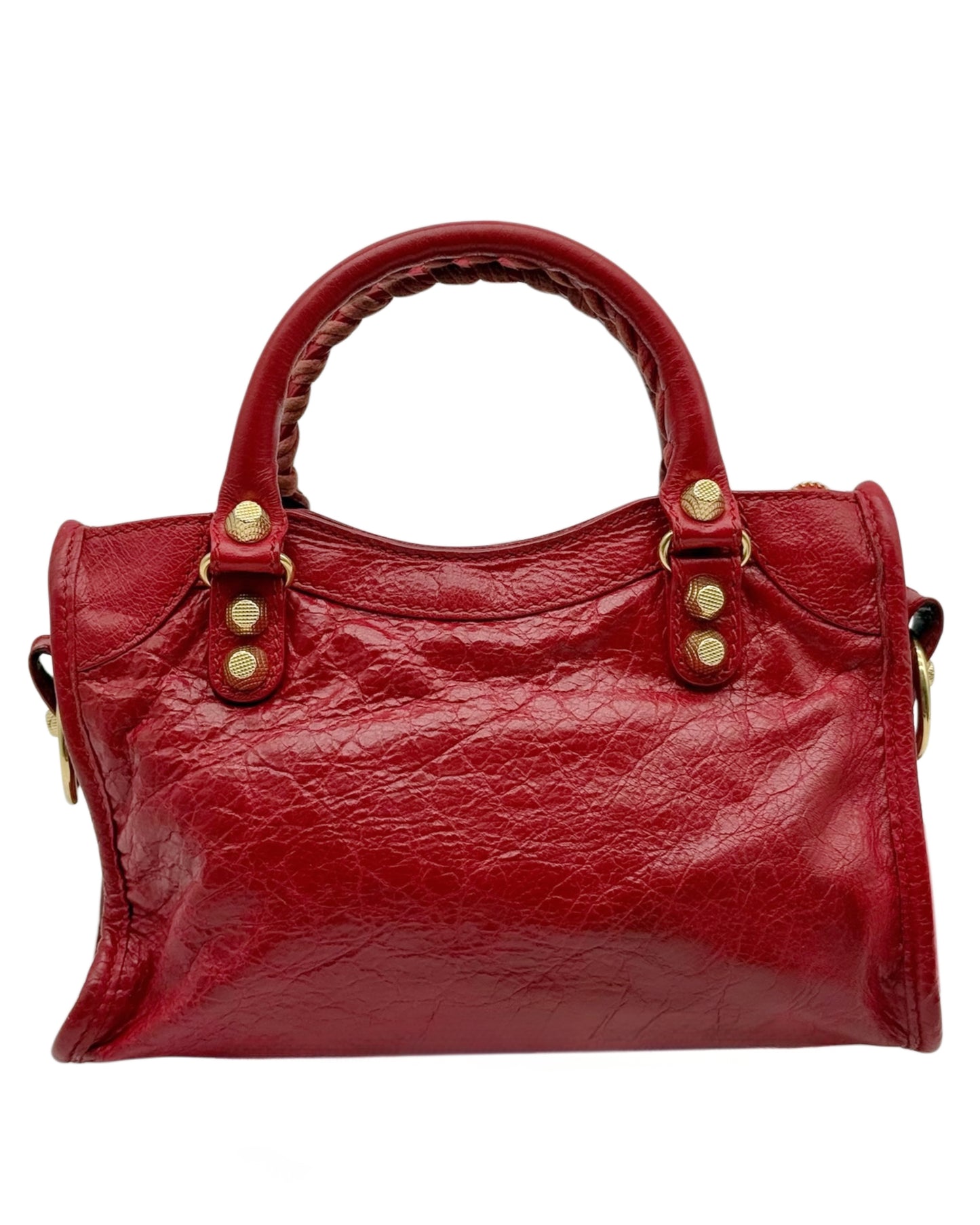 Balenciaga Vintage Red Agneau Leather Giant 12 Mini City Bag