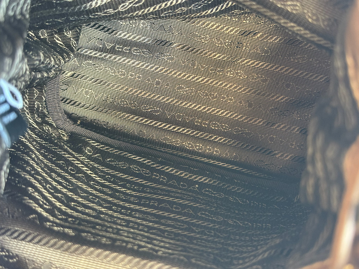 Prada Light Brown Quilted Nylon Small Drawstring Bucket Shoulder Bag