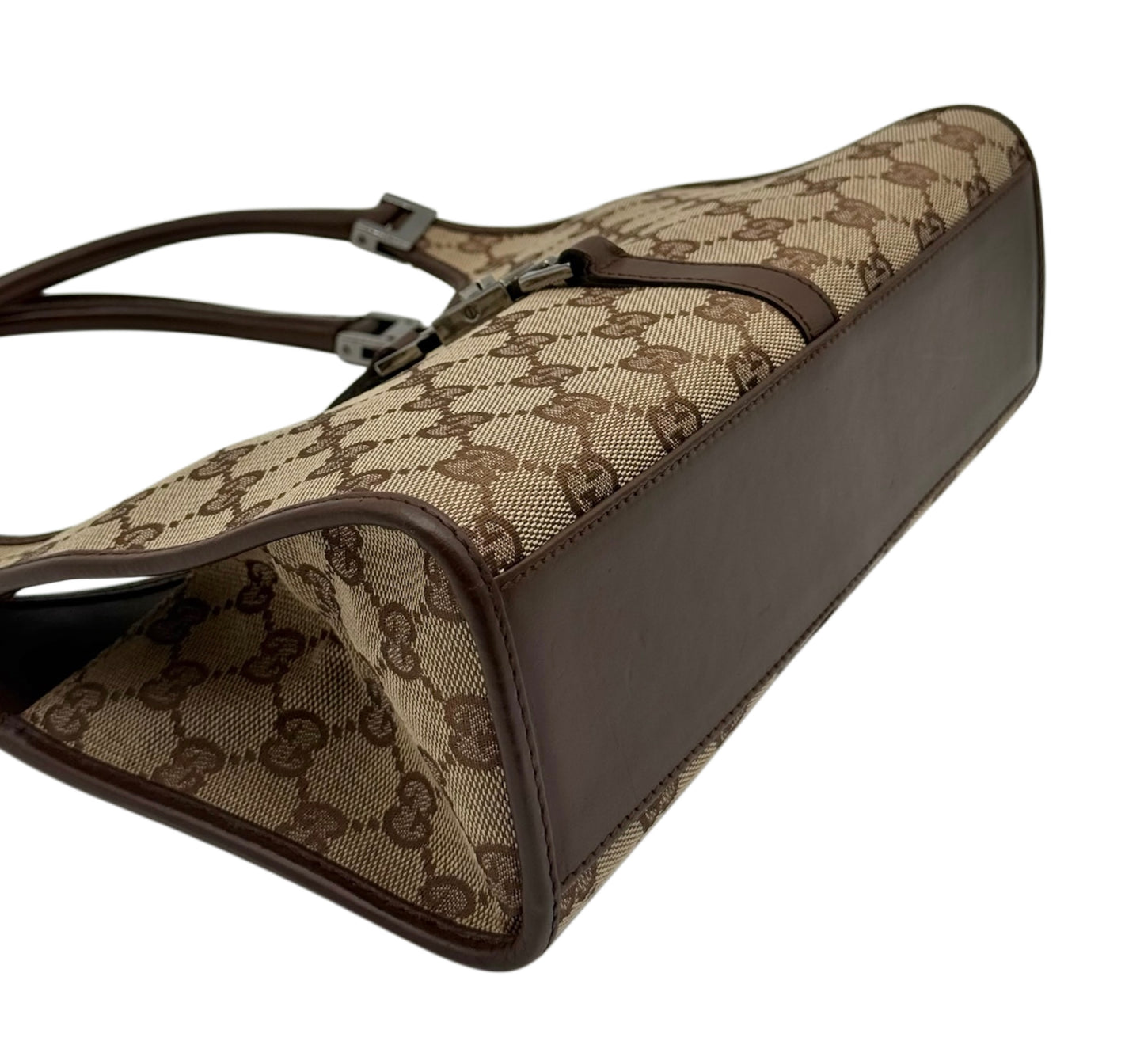 Gucci Vintage Brown GG Monogram Small Jackie Shoulder Bag