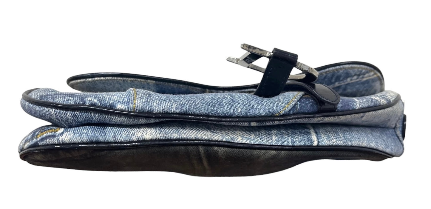 Dior Vintage 2001 Blue Denim Speedway Medium Saddle Bag