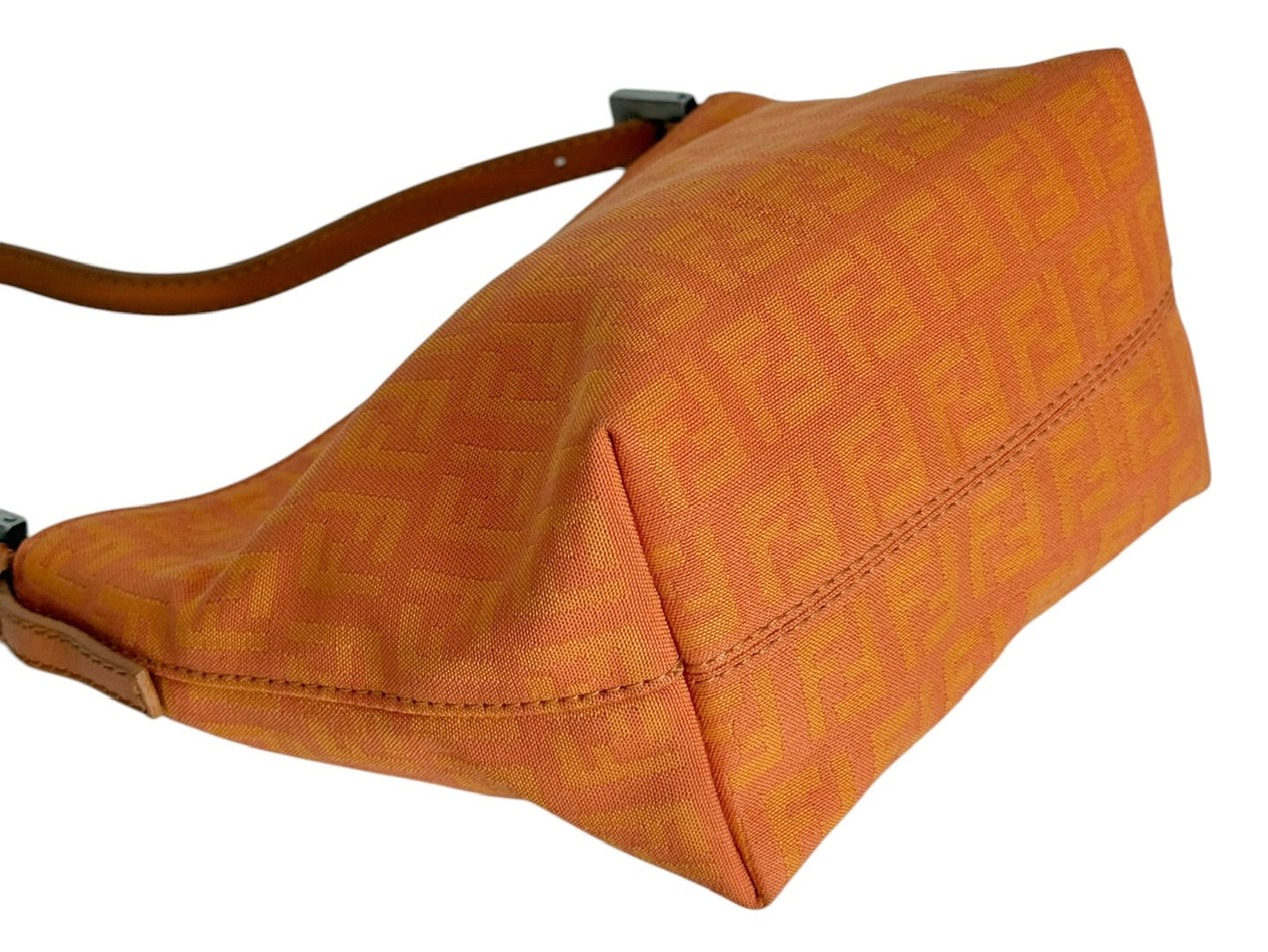 Fendi Vintage Orange Zucchino Zucca Monogram Mini Bucket Pochette Bag 