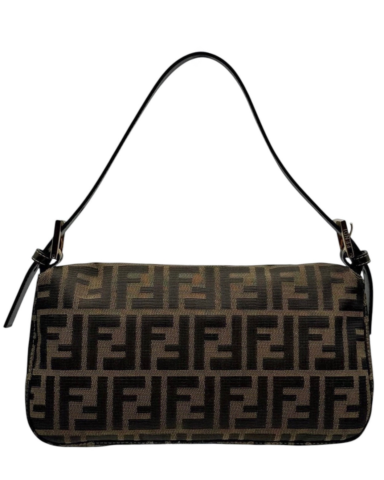 Fendi Vintage Brown Zucca Monogram Classic Baguette with Gold Hardware