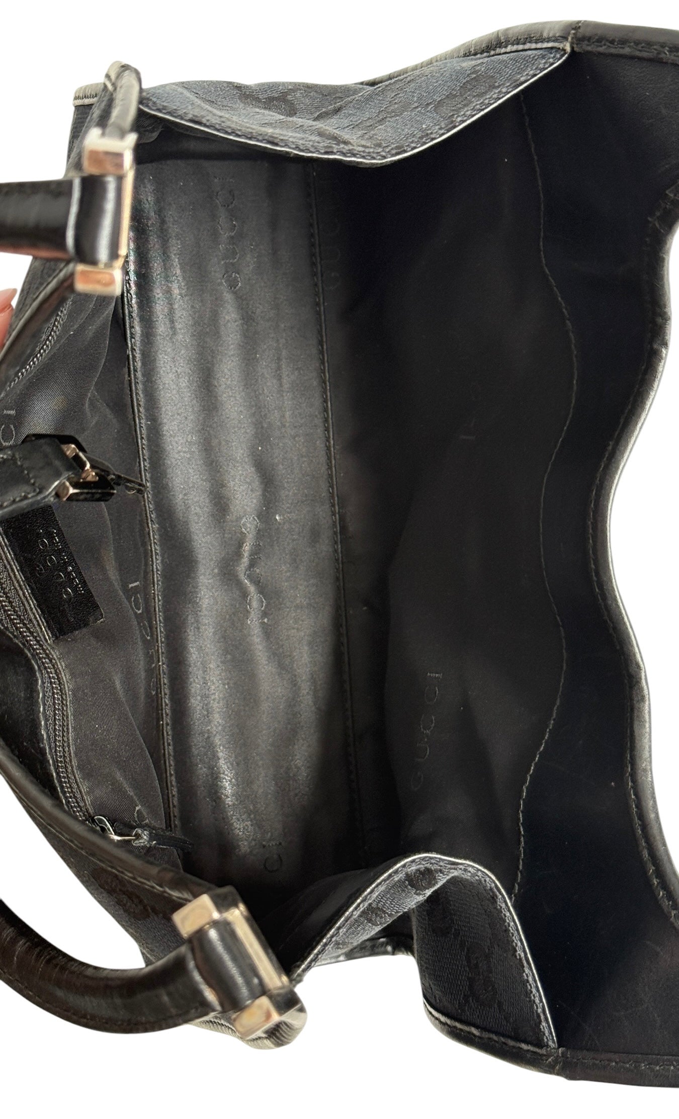 Gucci Vintage Black GG Monogram Small Jackie Shoulder Bag